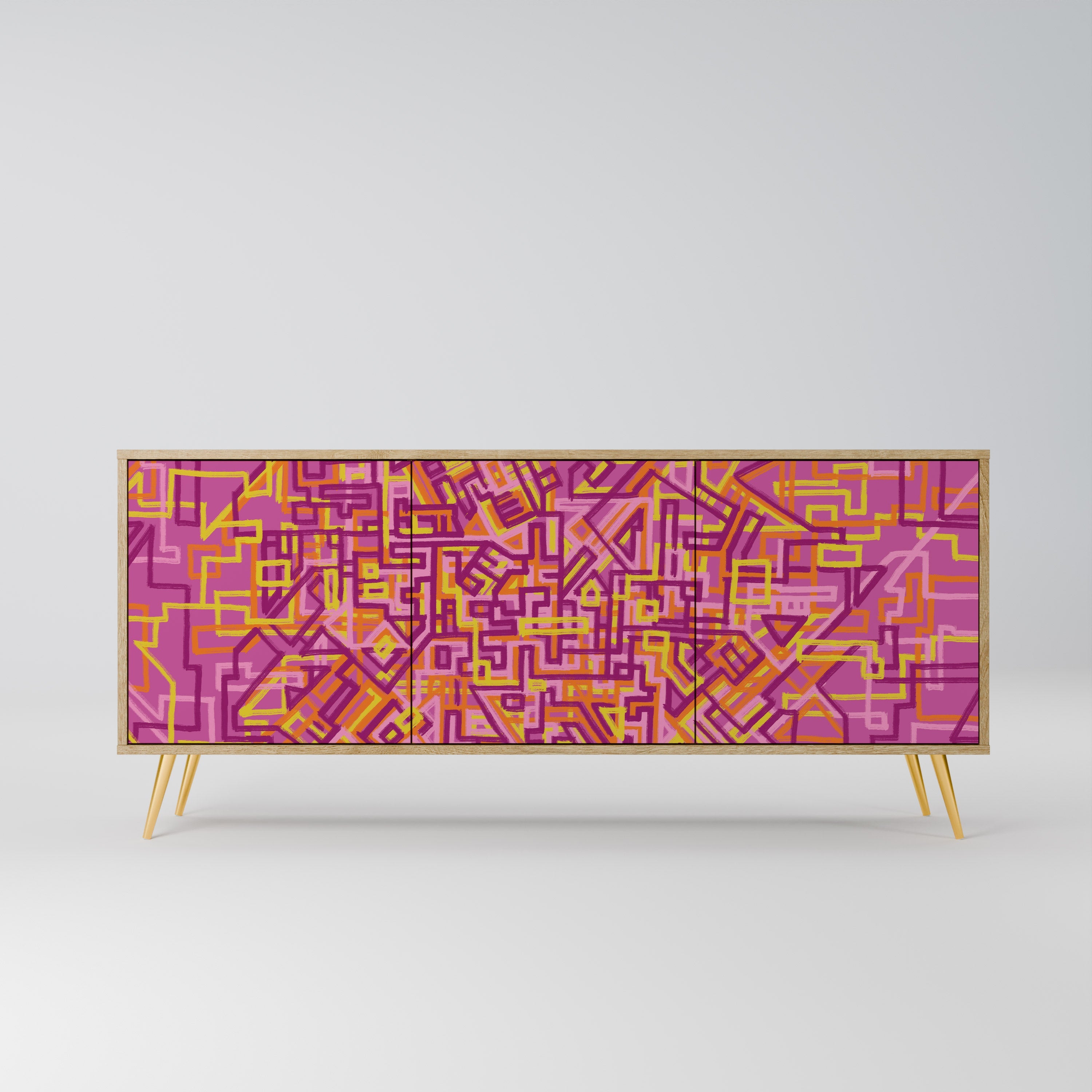 LOVELY MEMORIES 3-Door Sideboard in Oak Effect