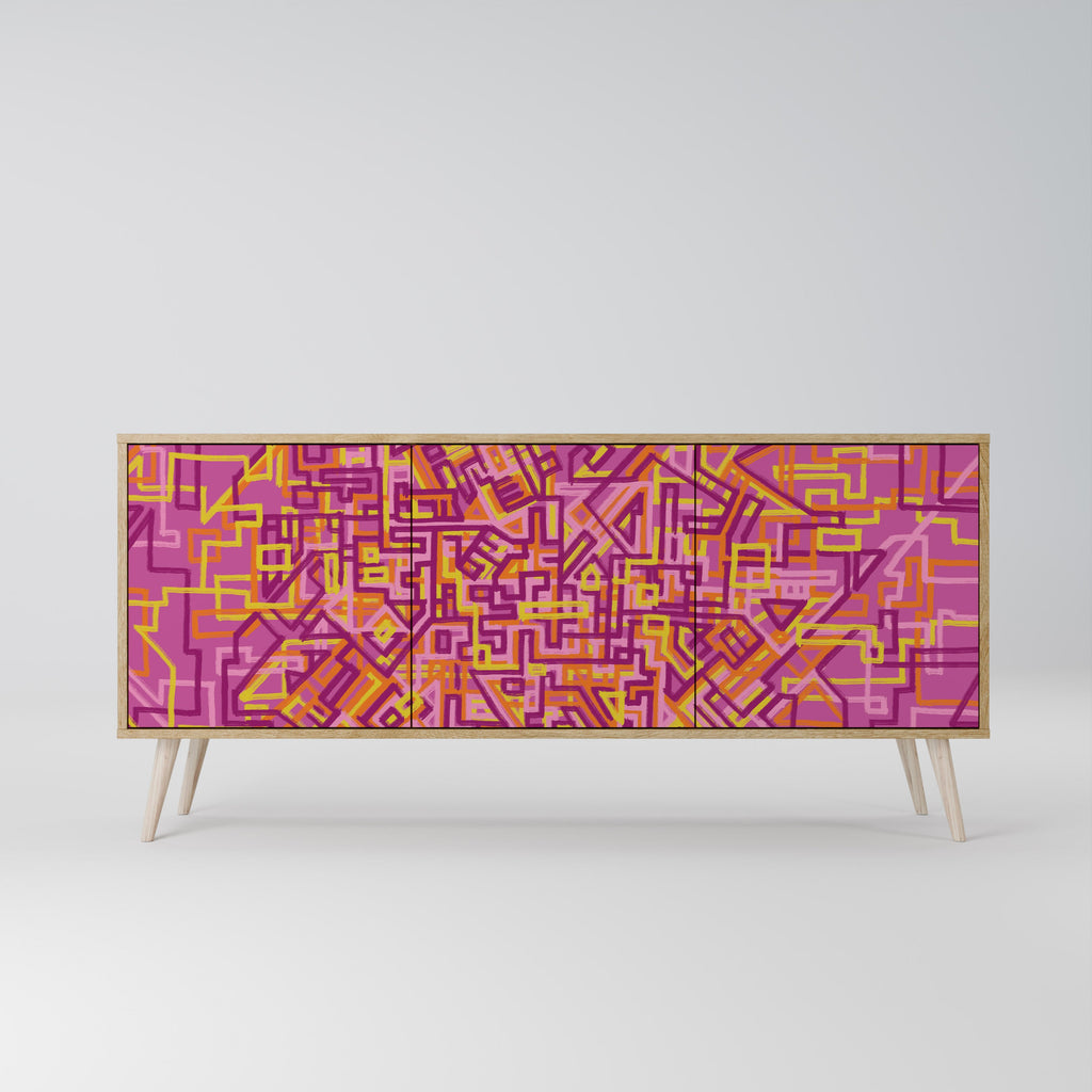 LOVELY MEMORIES Aparador de 3 Portas em Efeito Carvalho