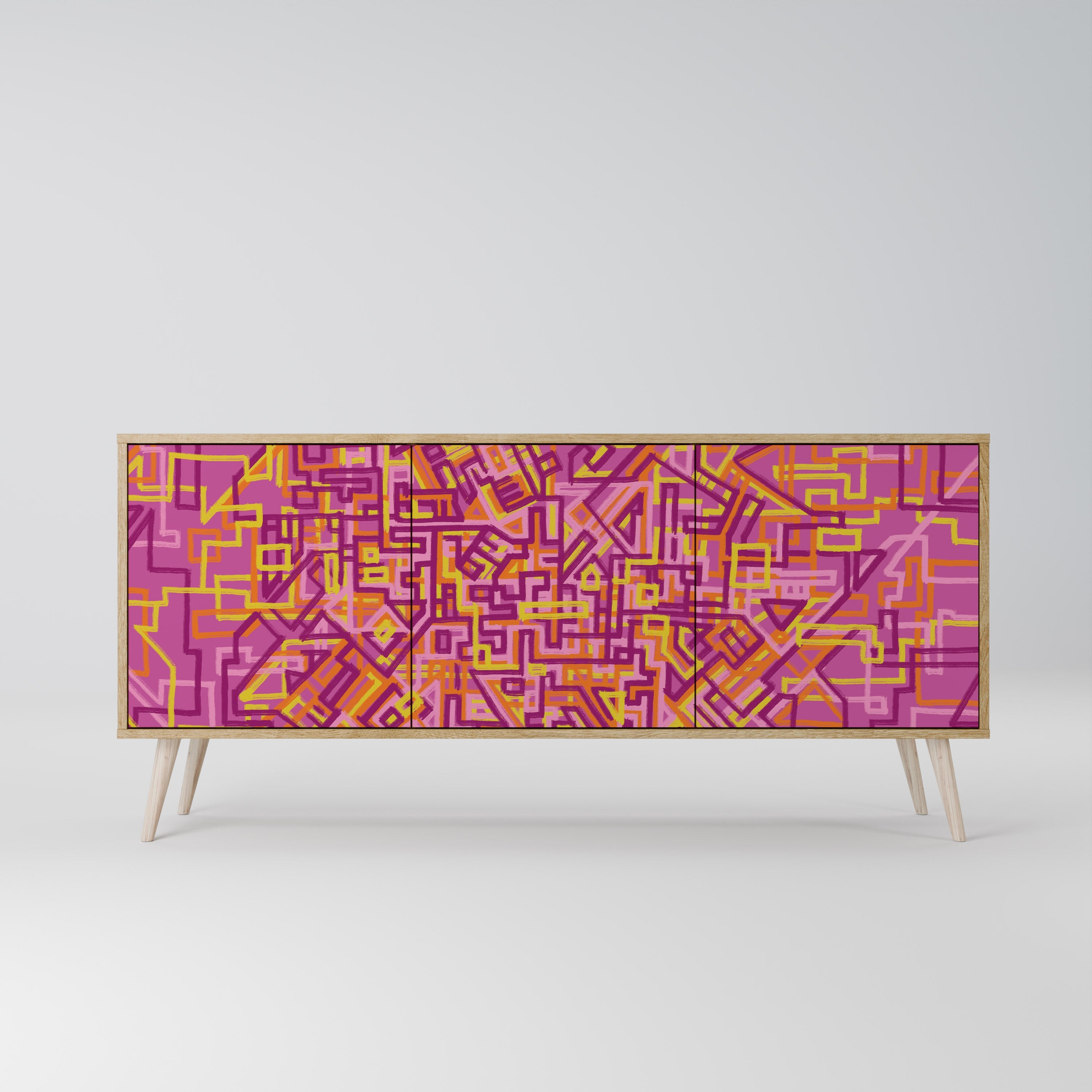 LOVELY MEMORIES 3-Door Sideboard in Oak Effect