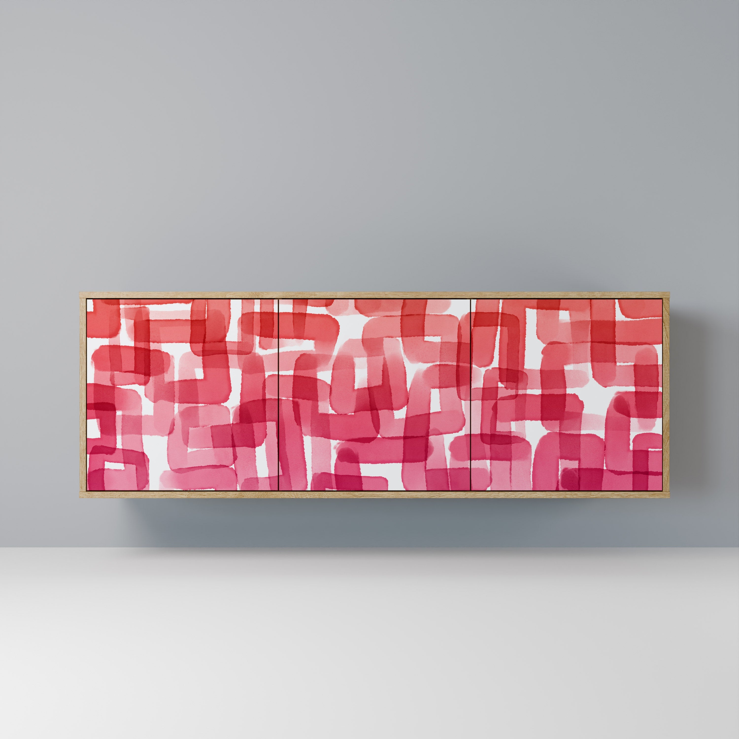 KALEIDOSCOPIC CUBISM 3-Door Sideboard in Oak Effect