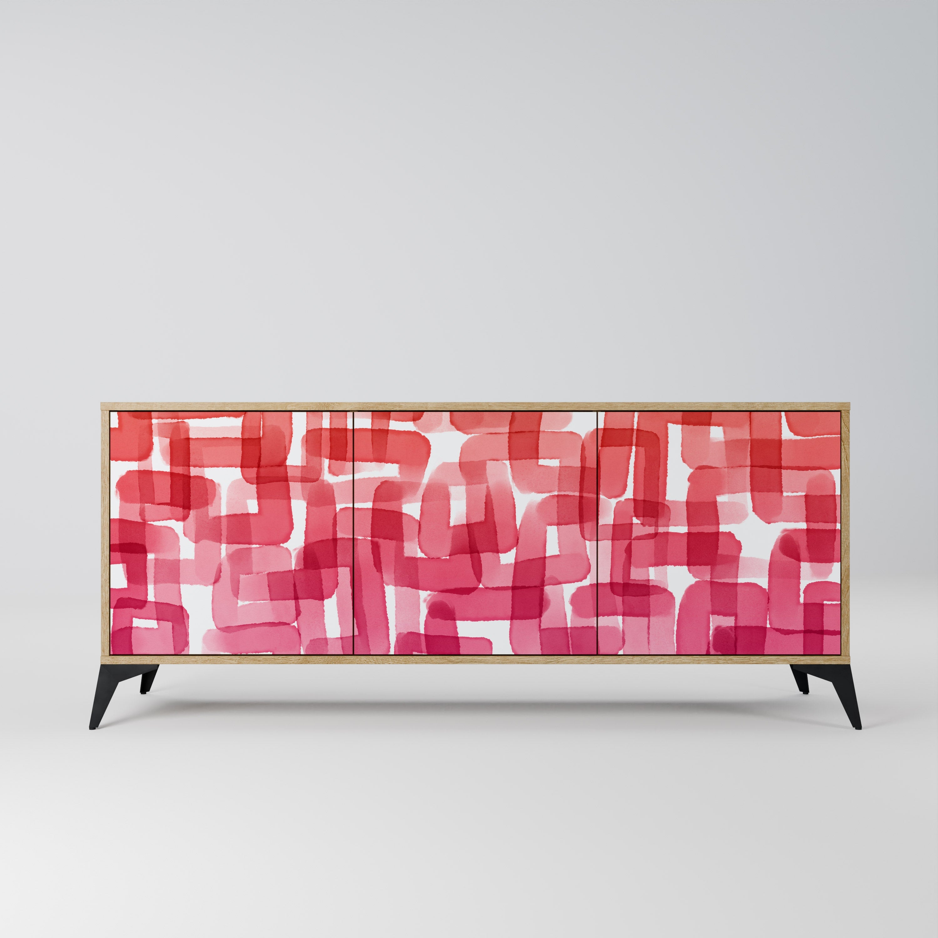 KALEIDOSCOPIC CUBISM 3-Door Sideboard in Oak Effect