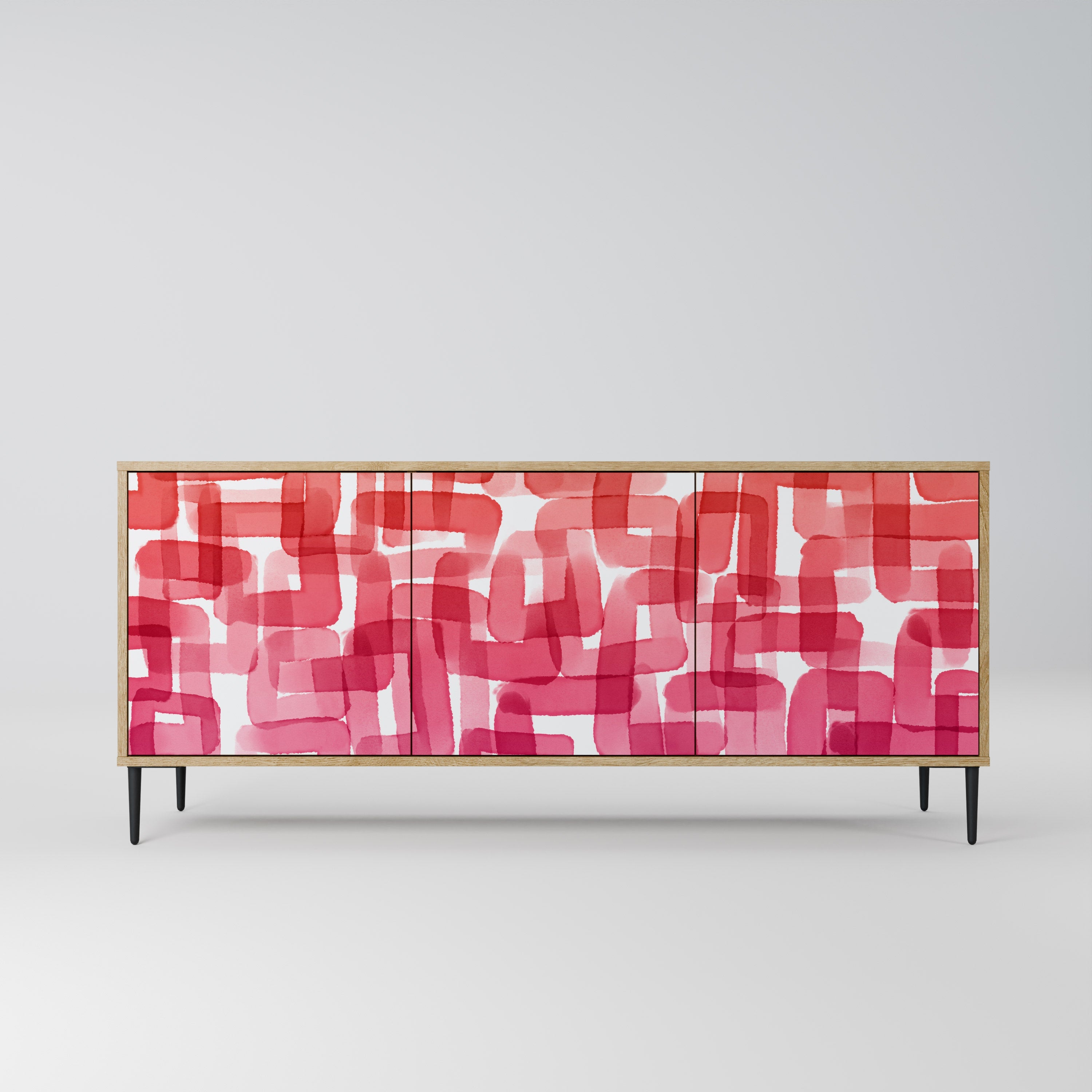 KALEIDOSCOPIC CUBISM 3-Door Sideboard in Oak Effect