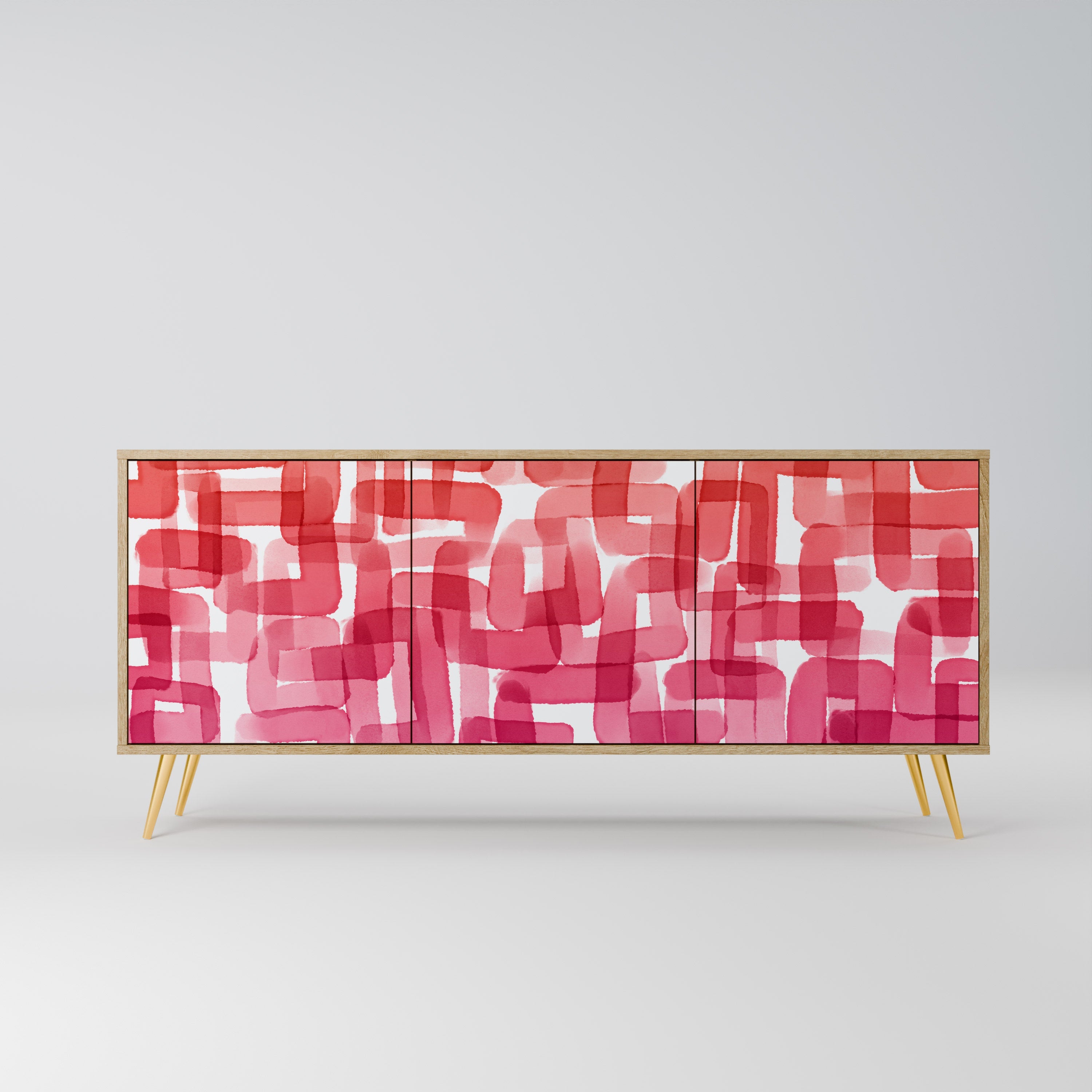 KALEIDOSCOPIC CUBISM 3-Door Sideboard in Oak Effect