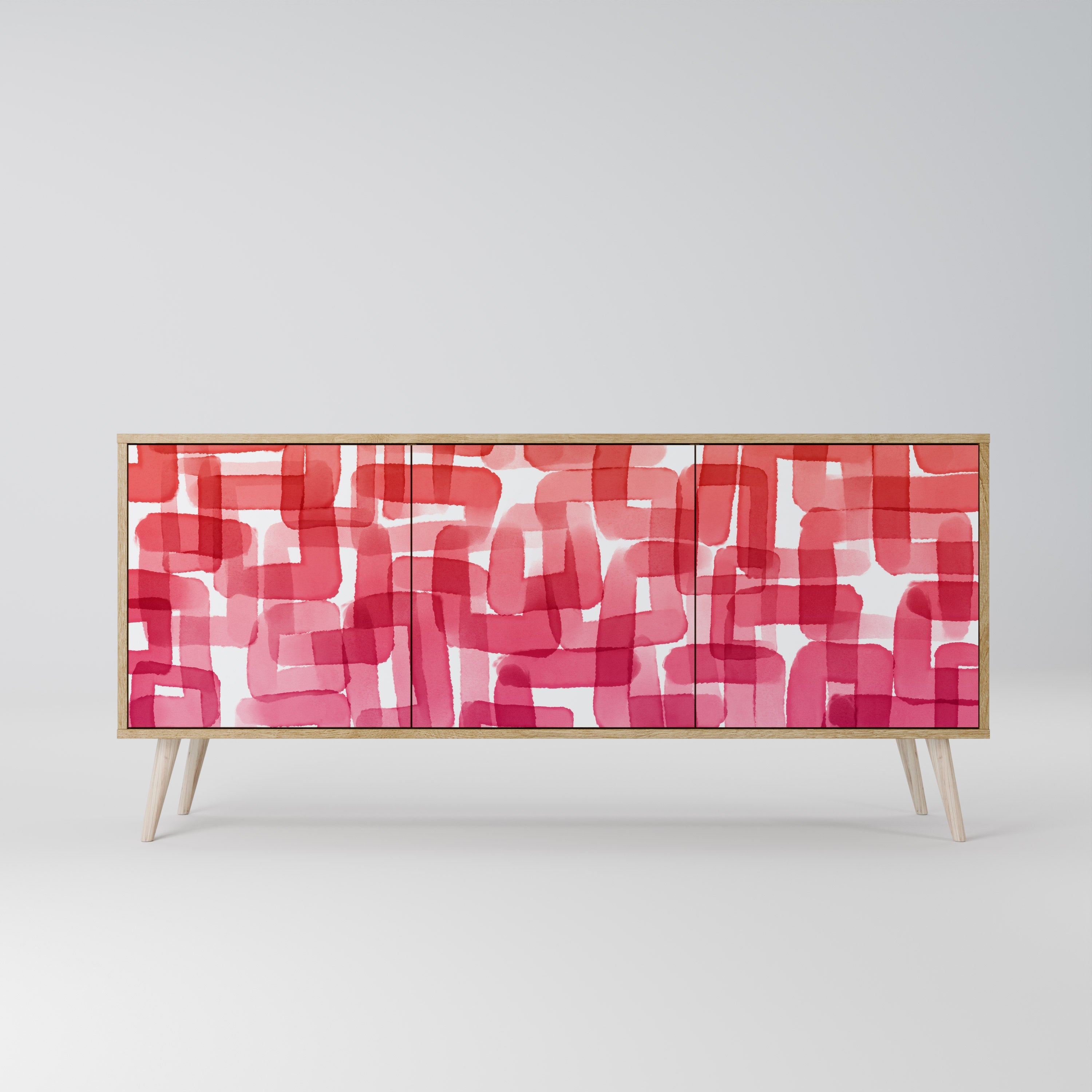 KALEIDOSCOPIC CUBISM 3-Door Sideboard in Oak Effect