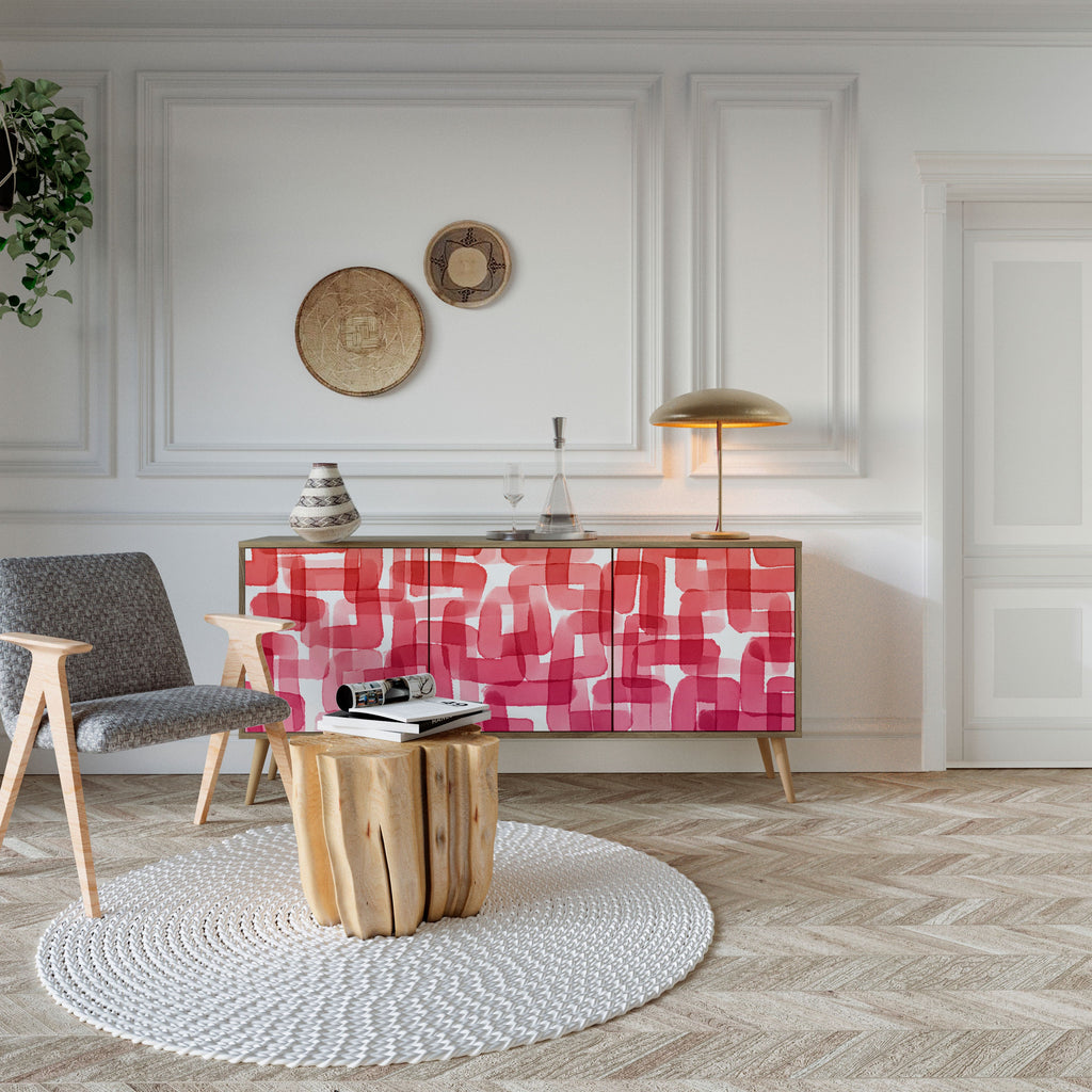 KALEIDOSCOPIC CUBISM Aparador de 3 Portas em Efeito Carvalho