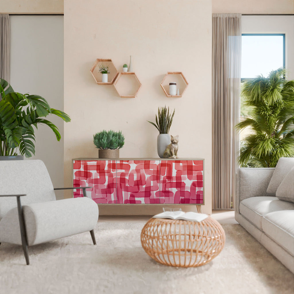 KALEIDOSCOPIC CUBISM Aparador de 3 Portas em Efeito Carvalho