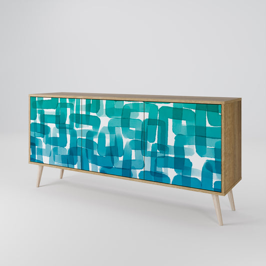 TURQUOISE RECTANGLES 3-Door Sideboard