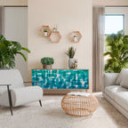 TURQUOISE RECTANGLES 3-Door Sideboard in Oak Effect