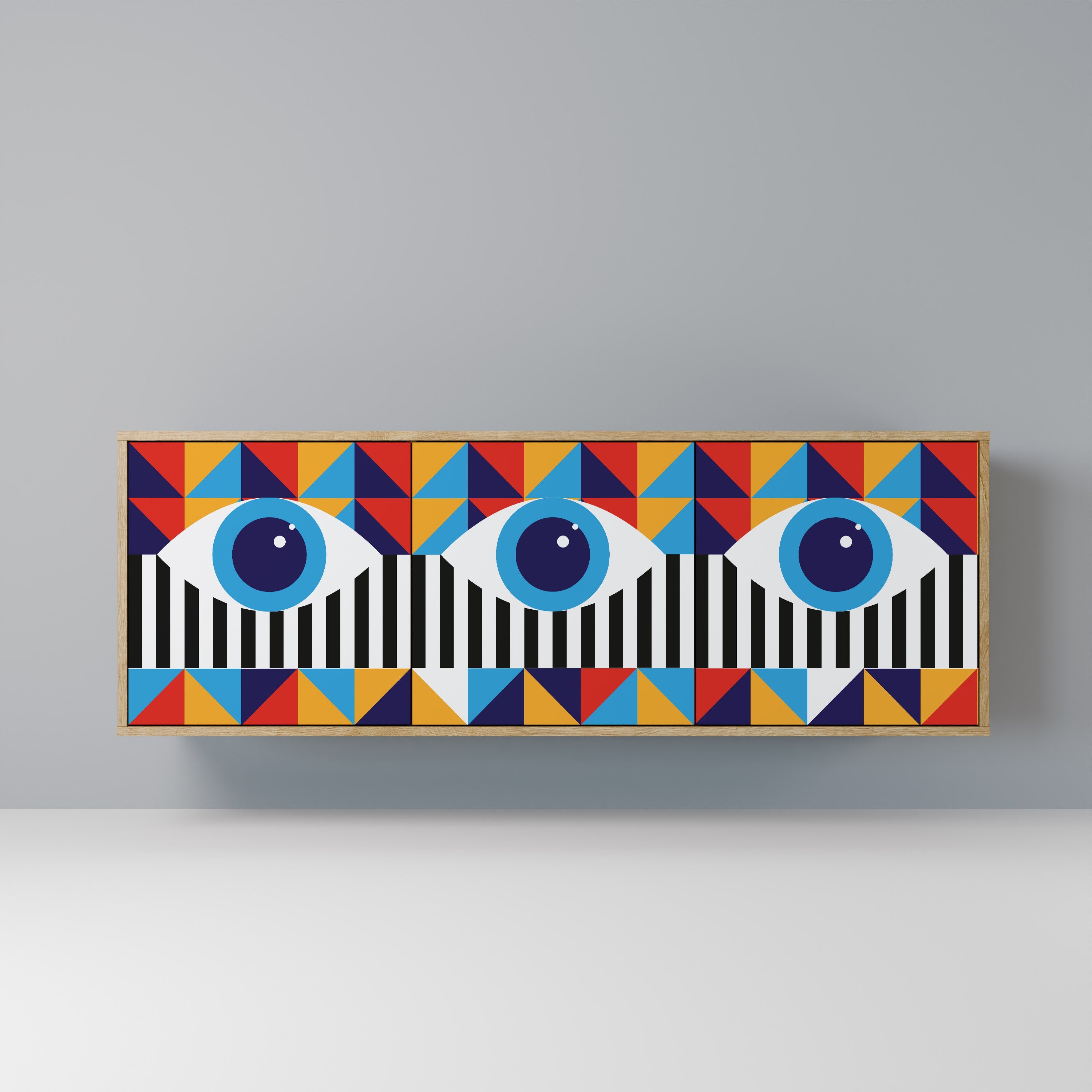 ABSTRACTION AND GEOMETRY 3-Door Sideboard in Oak Effect