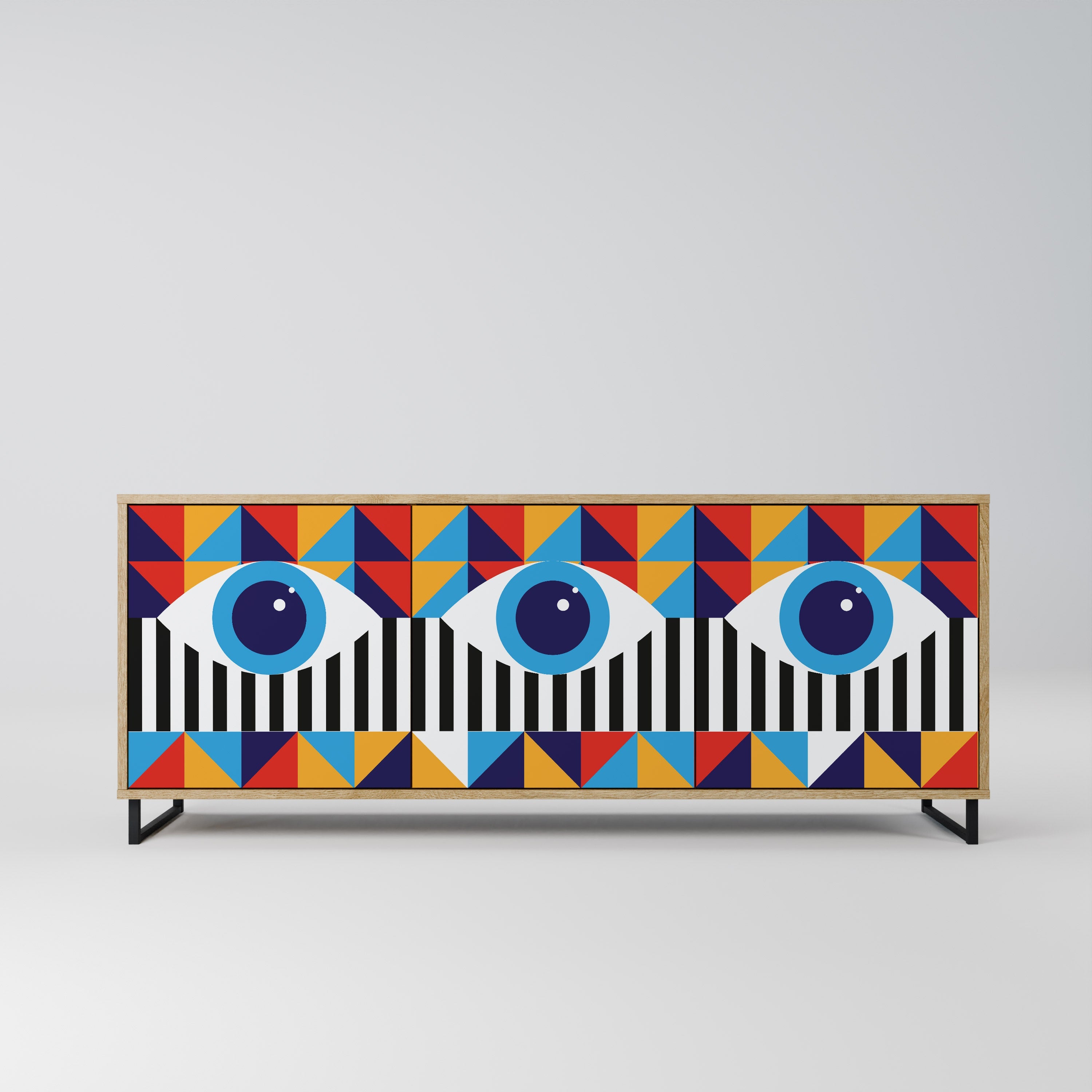 ABSTRACTION AND GEOMETRY 3-Door Sideboard in Oak Effect