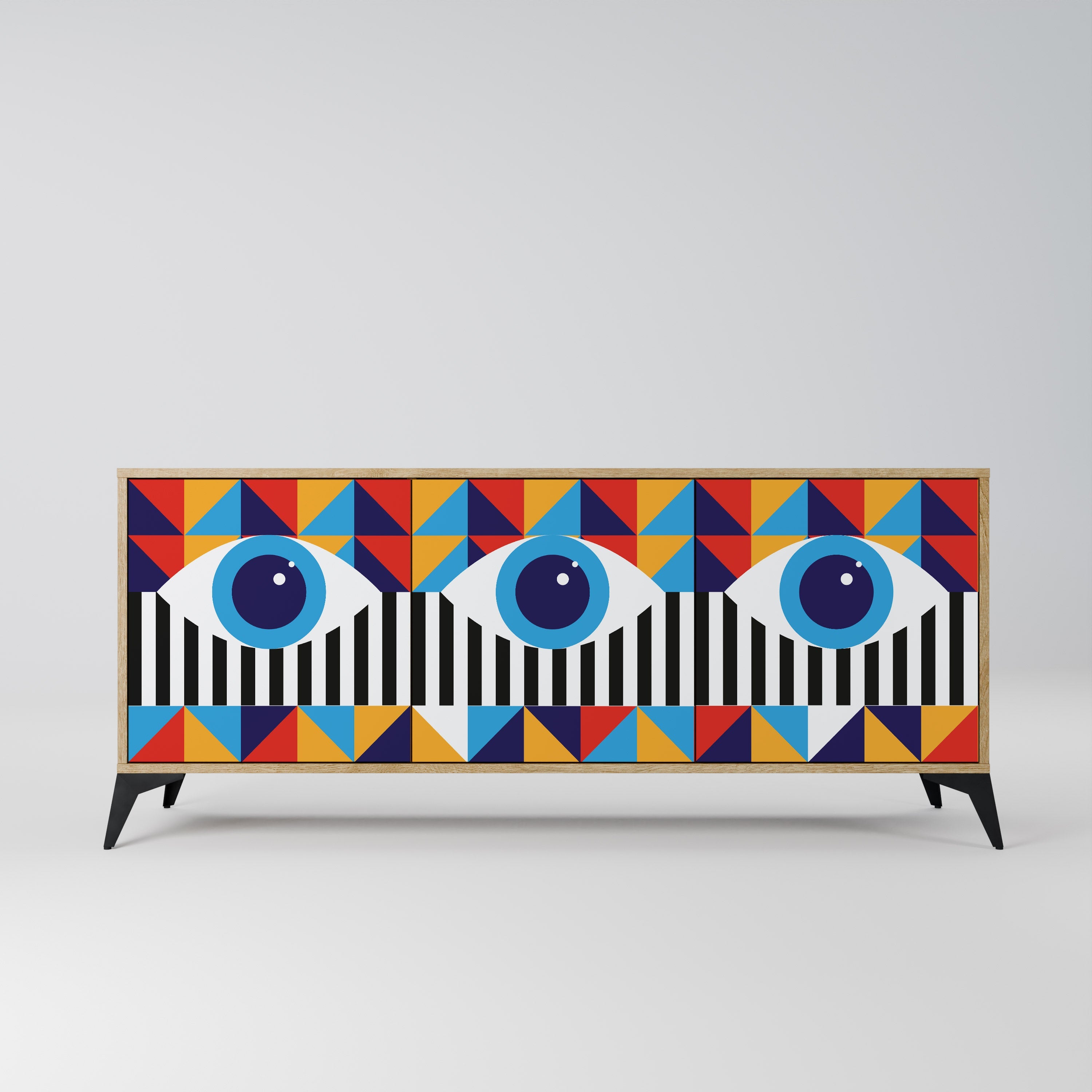 ABSTRACTION AND GEOMETRY 3-Door Sideboard in Oak Effect