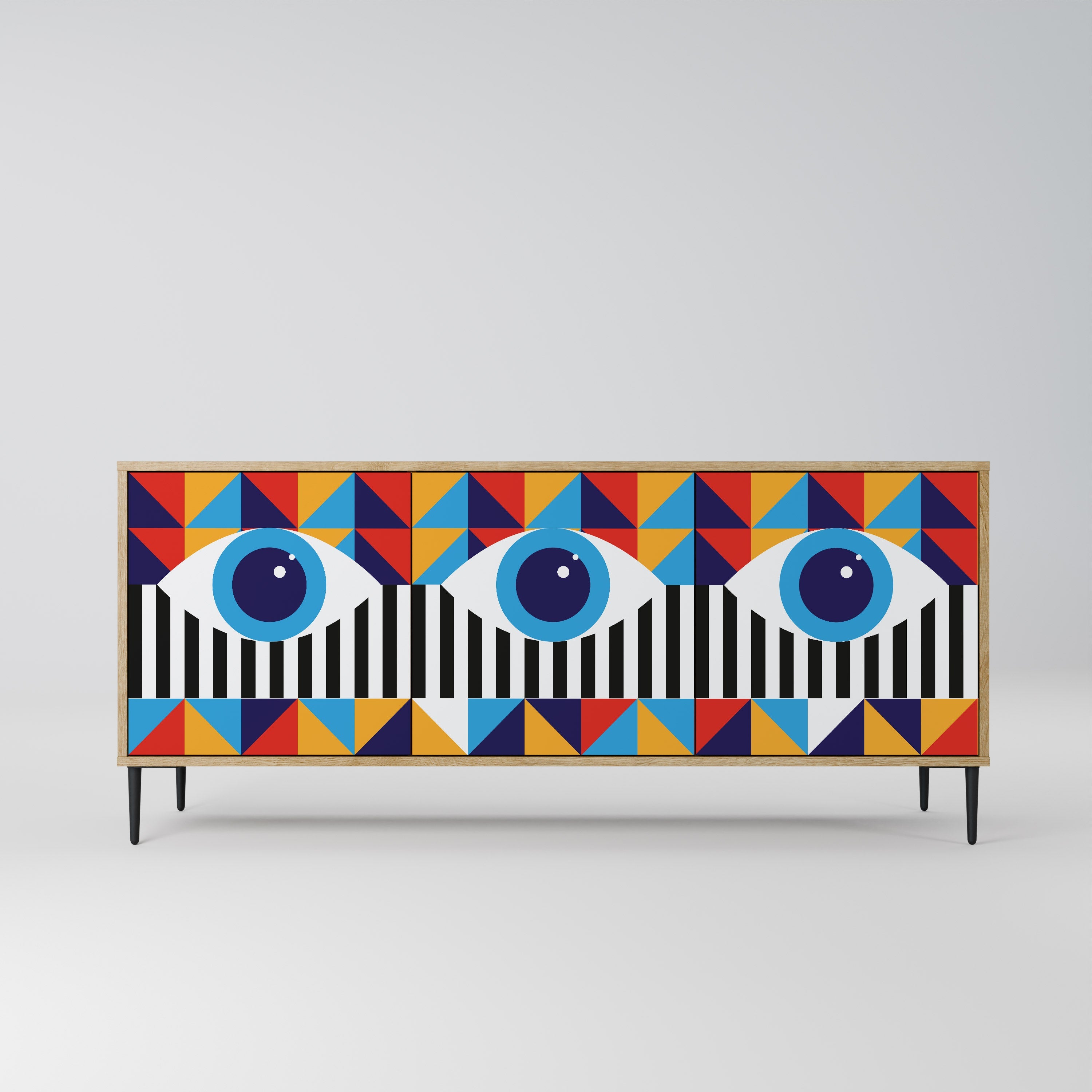 ABSTRACTION AND GEOMETRY 3-Door Sideboard in Oak Effect