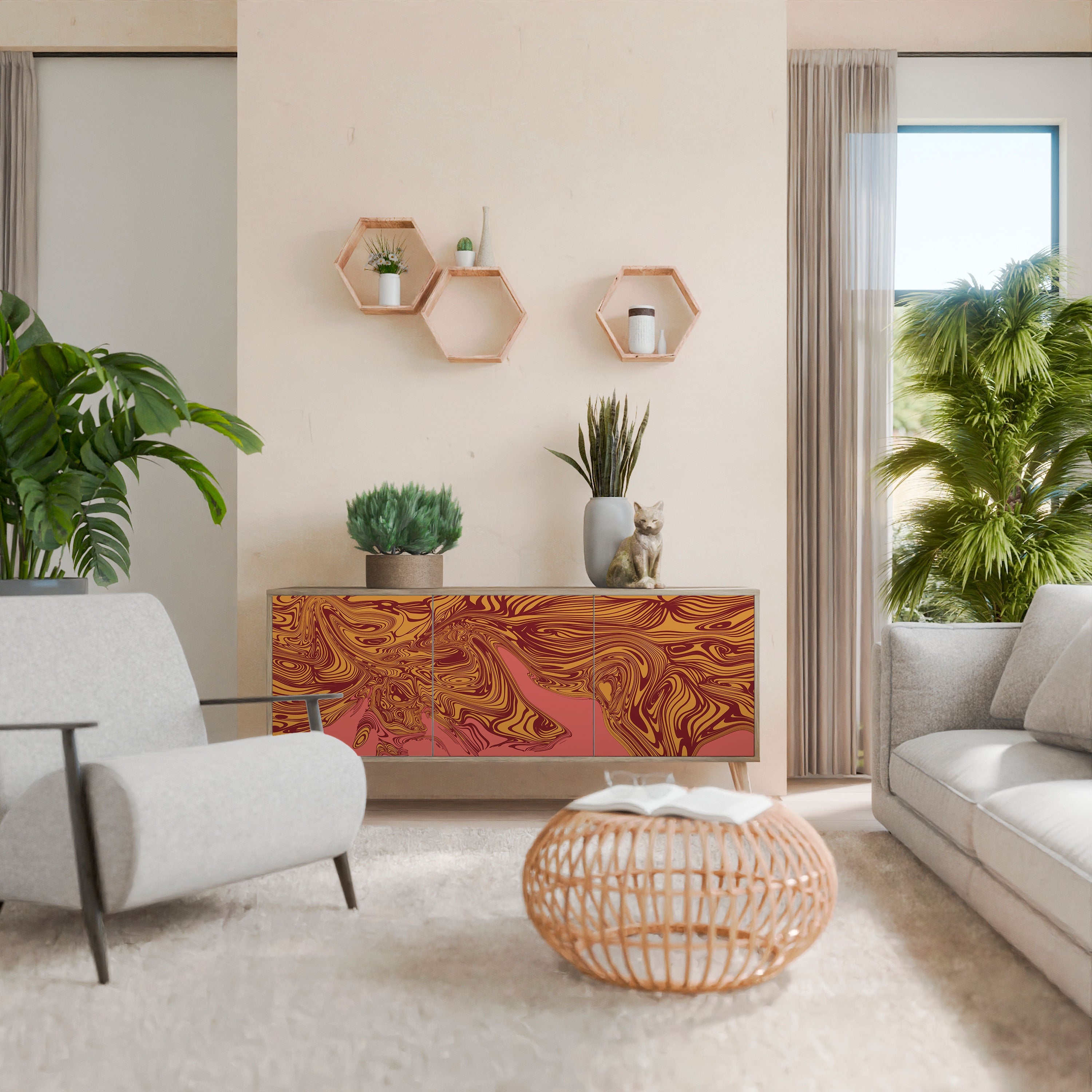 FLOATING THOUGHTS 3-Door Sideboard in Oak Effect