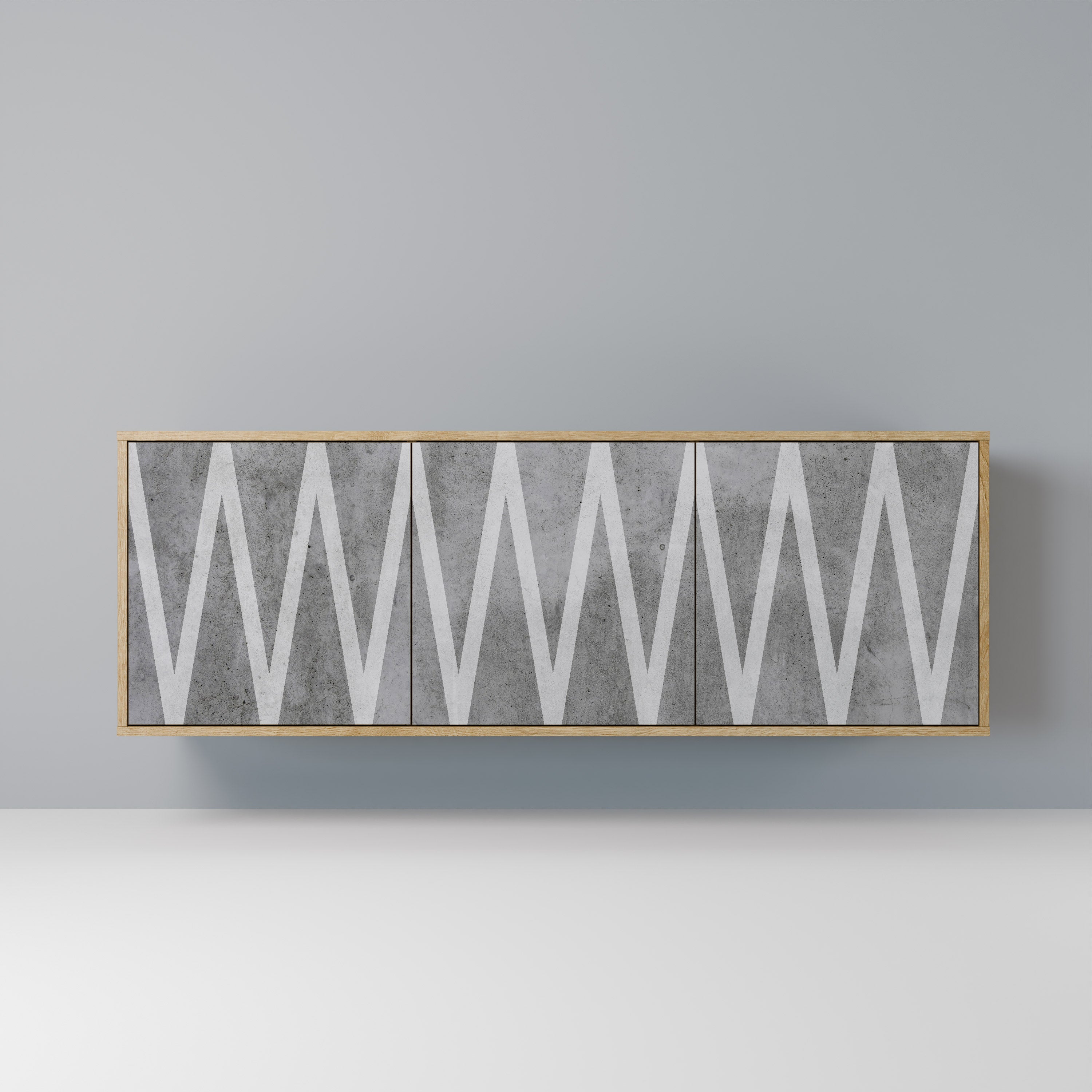 SOLID ZIG ZAG 3-Door Sideboard in Oak Effect