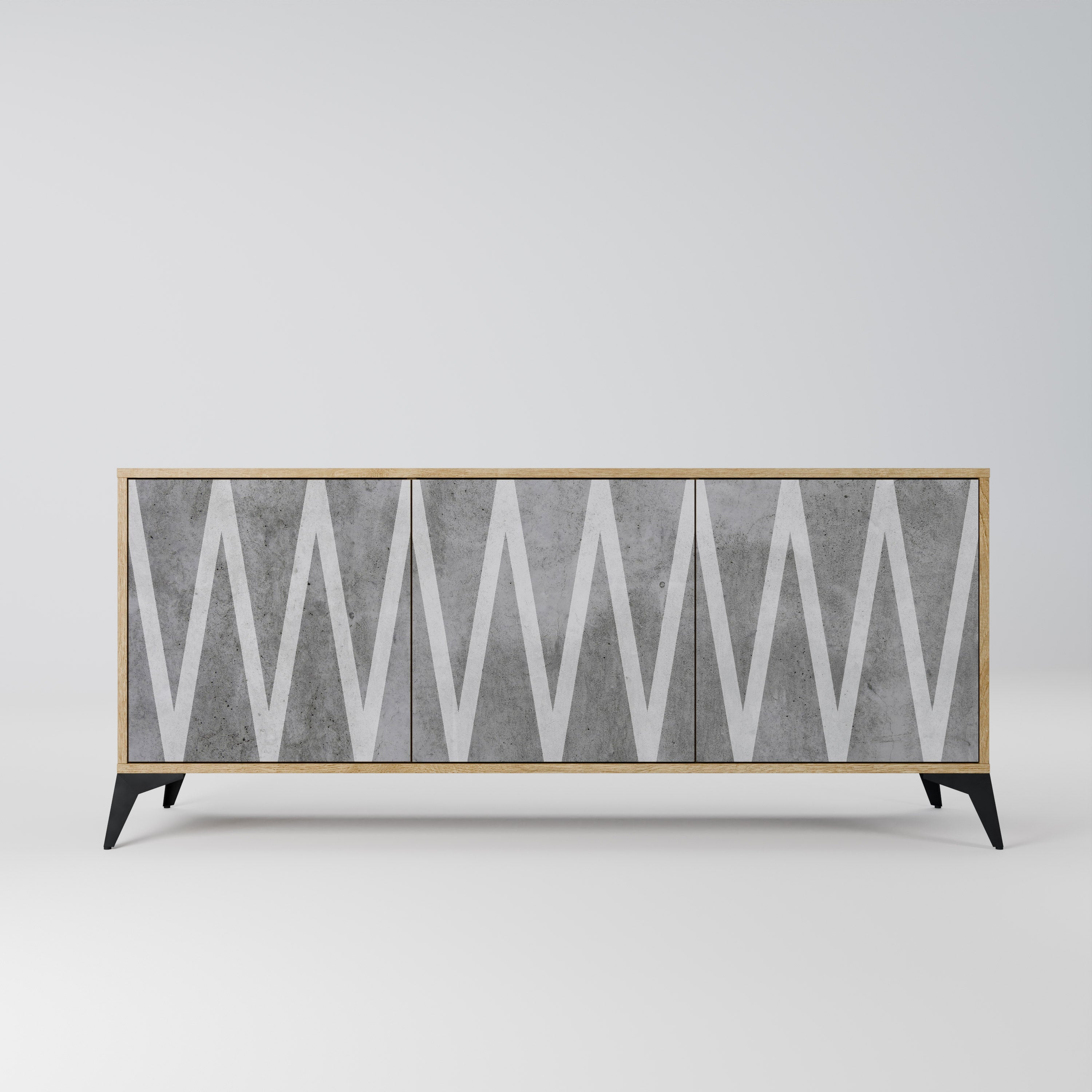 SOLID ZIG ZAG 3-Door Sideboard in Oak Effect