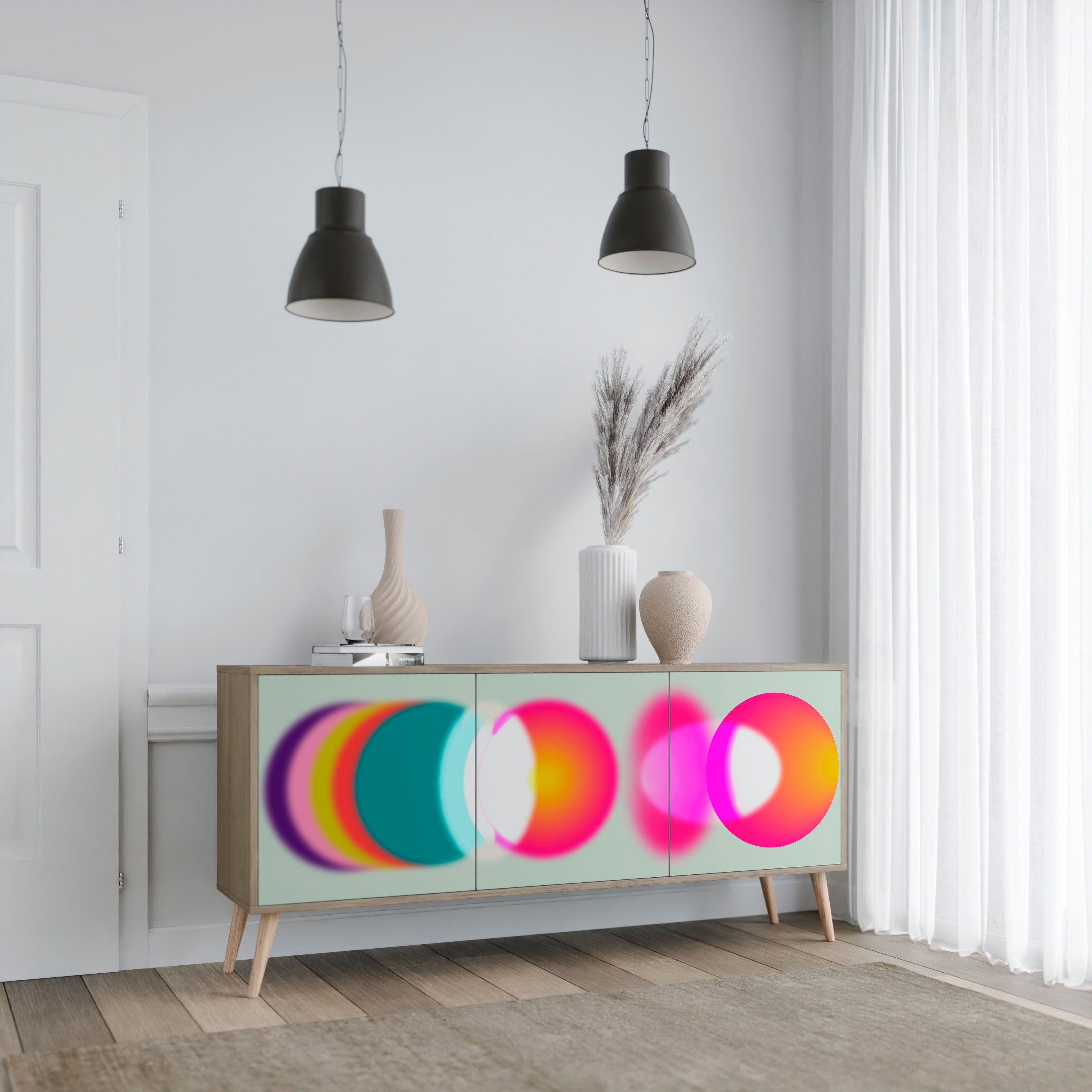 SYMPHONY OF COLORS 3-Door Sideboard in Oak Effect