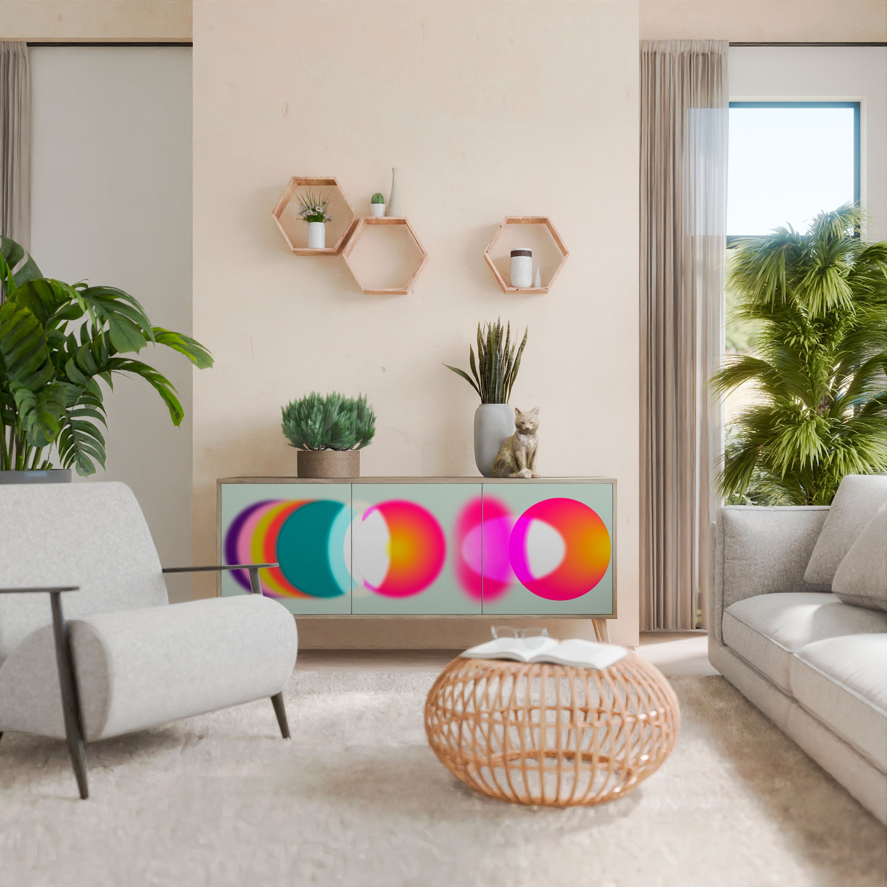 SYMPHONY OF COLORS 3-Door Sideboard in Oak Effect