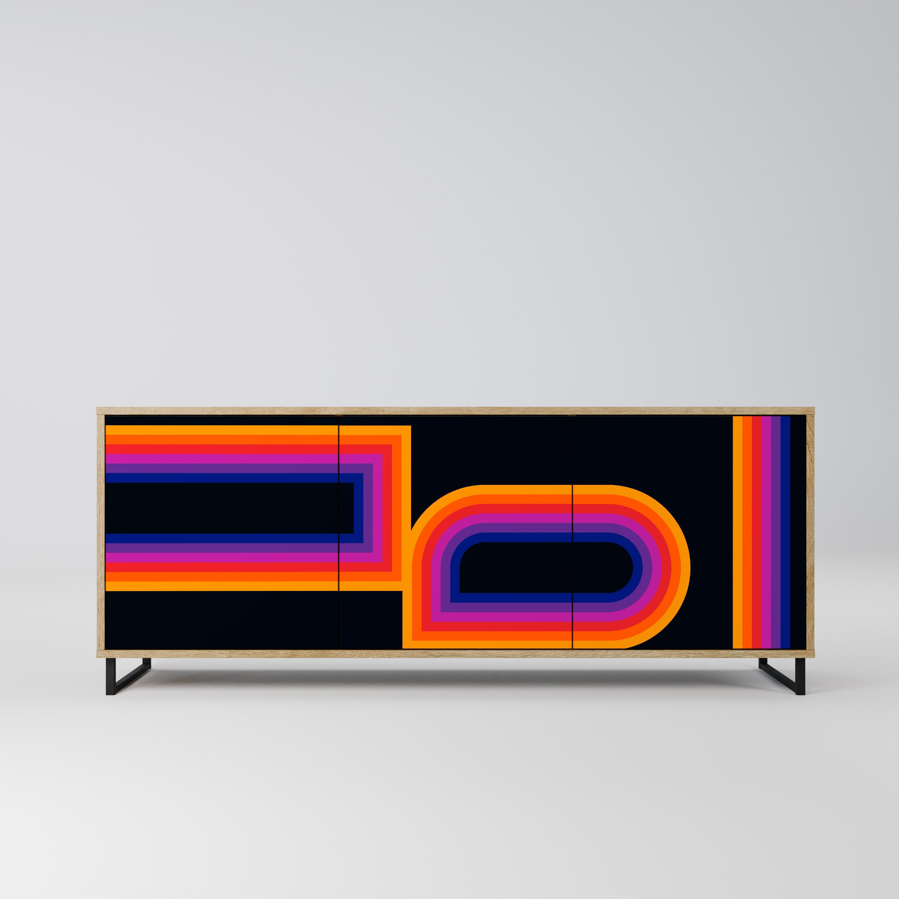 BLINDED BY THE LIGHTS 3-Door Sideboard in Oak Effect