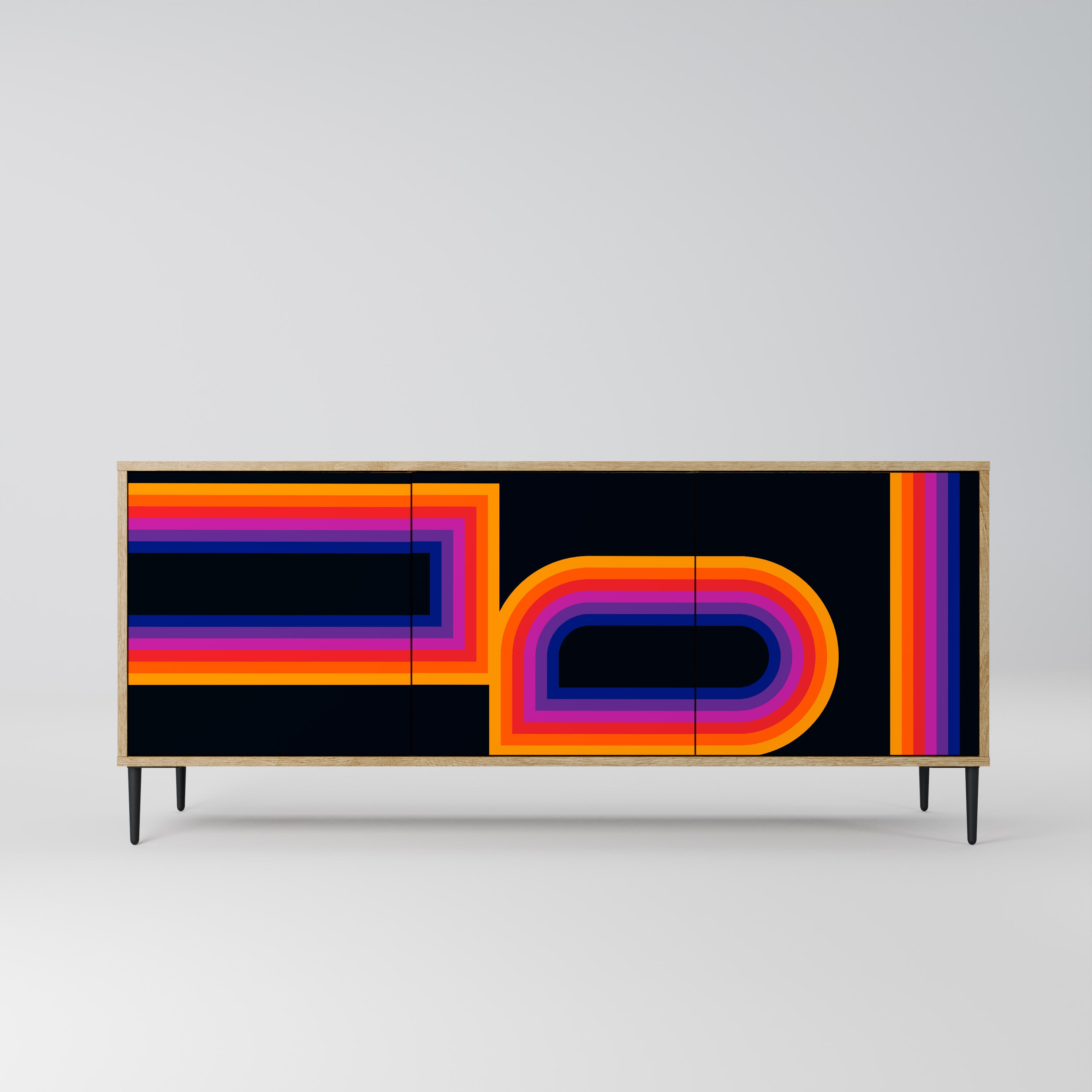 BLINDED BY THE LIGHTS 3-Door Sideboard in Oak Effect