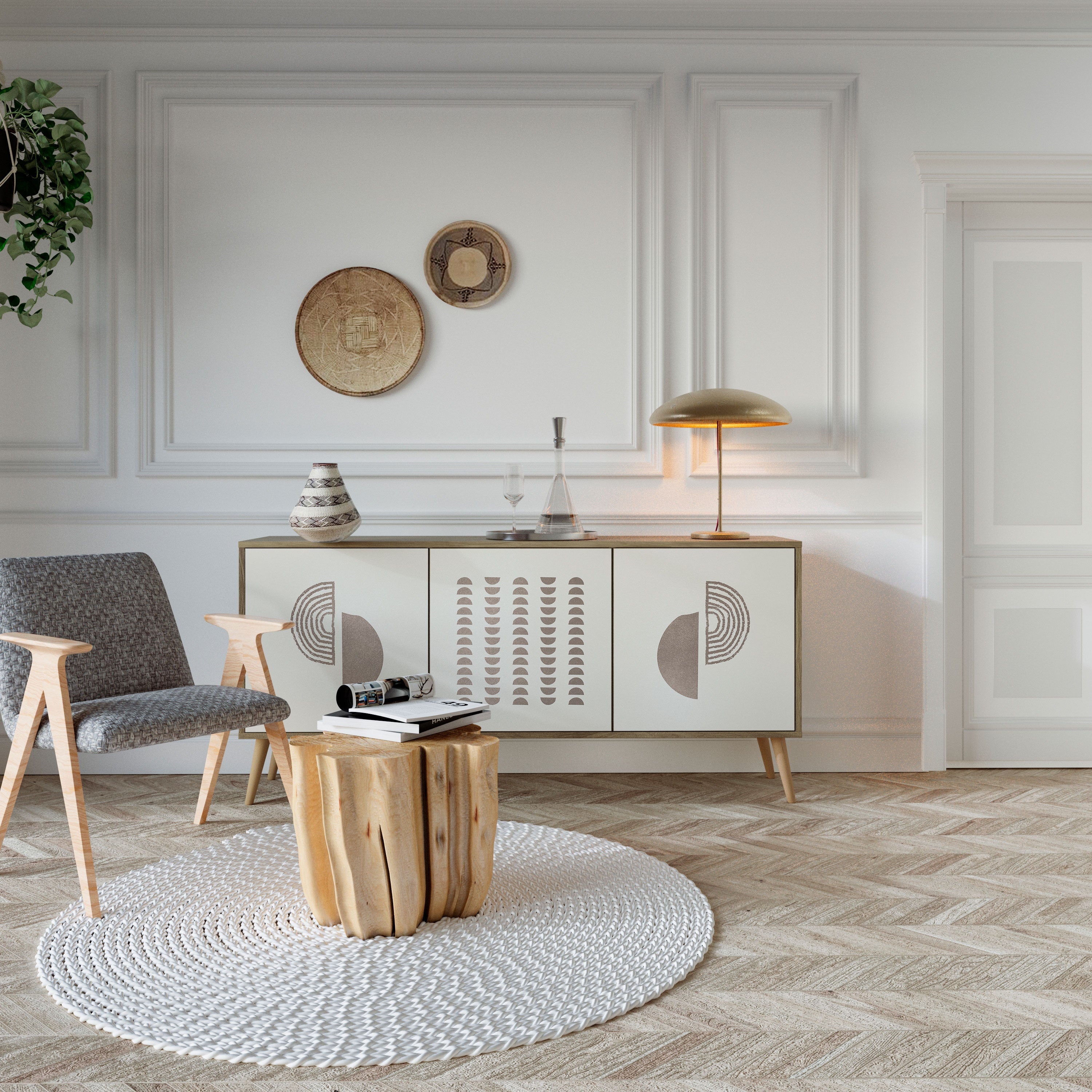 HARMONY ESSENCE 3-Door Sideboard in Oak Effect