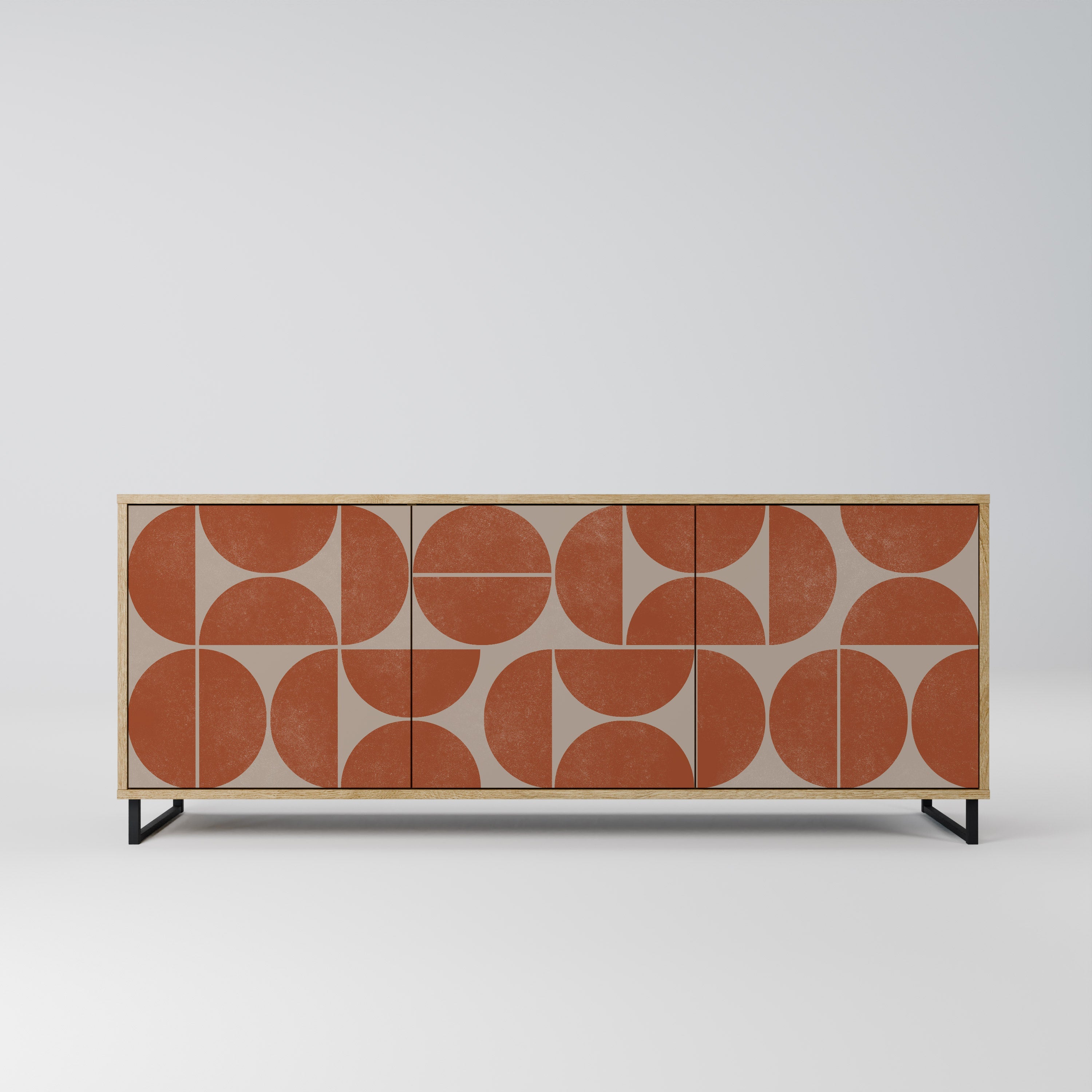 REPETITION COMPULSION Aparador de 3 Portas em Efeito Carvalho