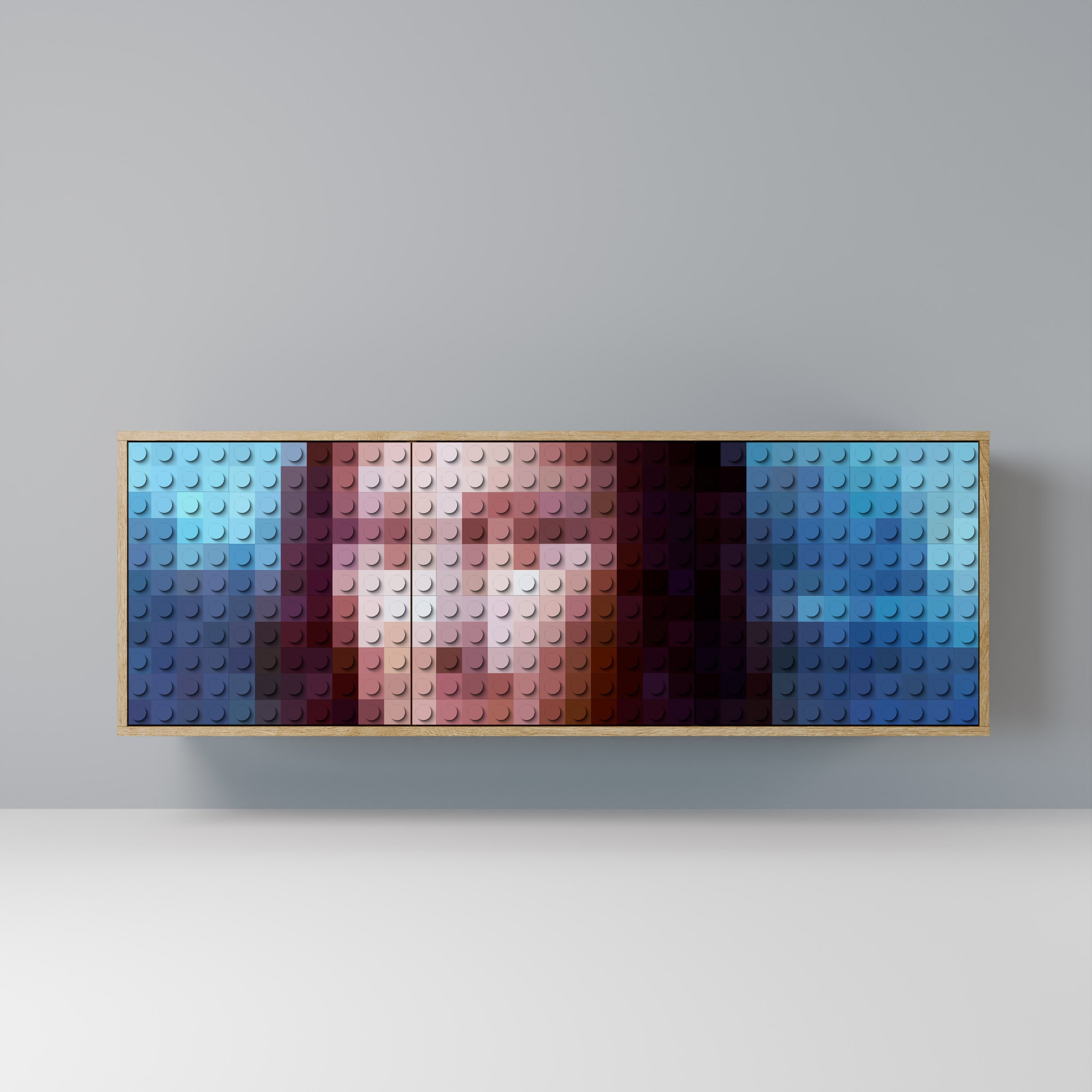 CONSTRUCTIVE ART Aparador de 3 Portas em Efeito Carvalho