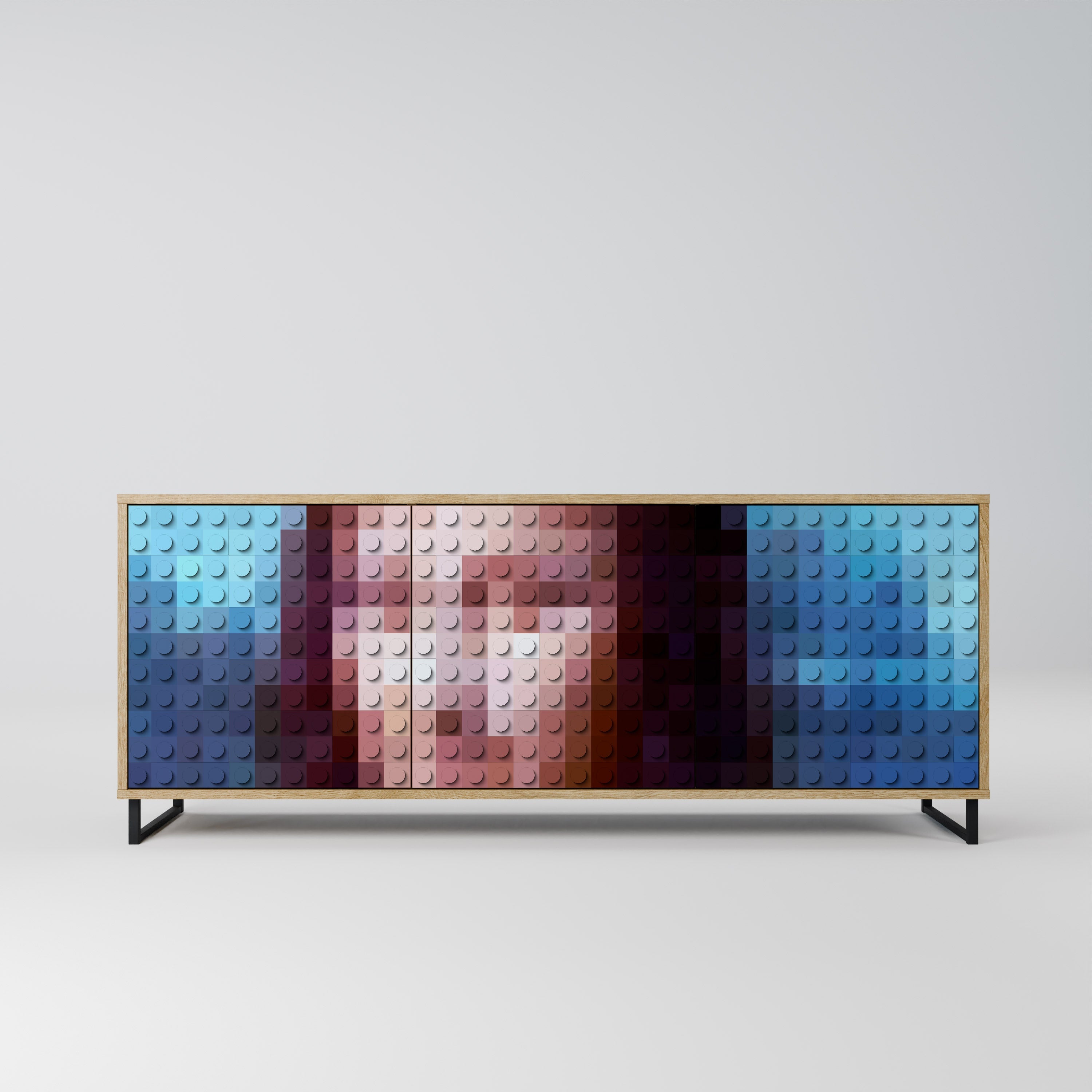 CONSTRUCTIVE ART Aparador de 3 Portas em Efeito Carvalho