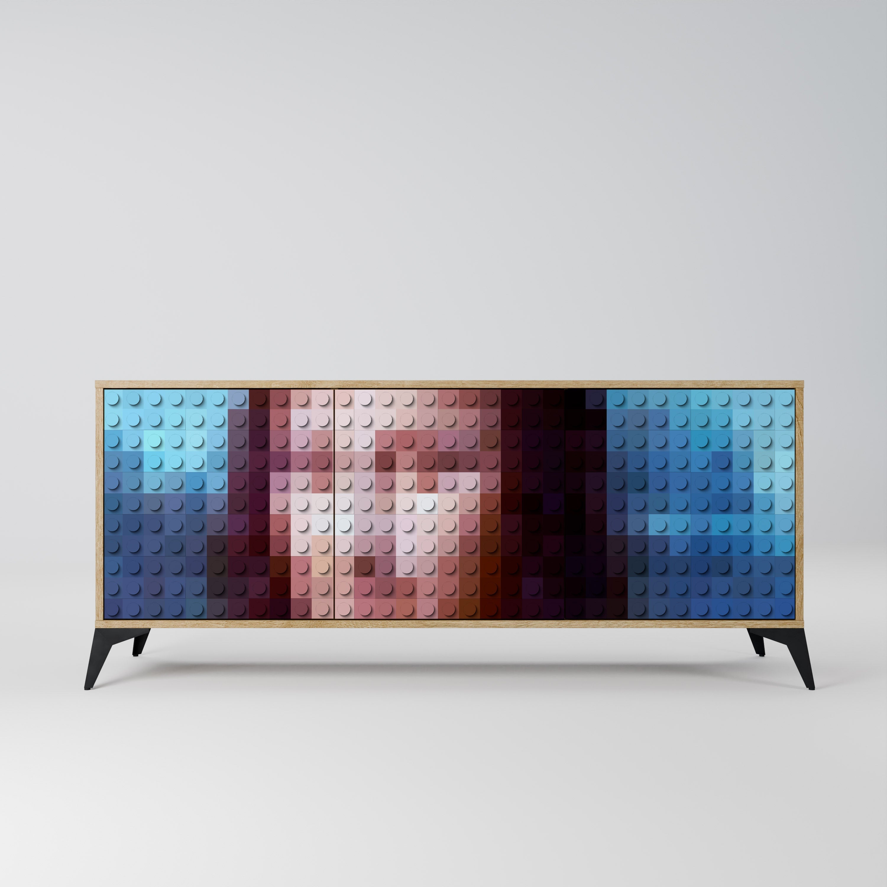 CONSTRUCTIVE ART Aparador de 3 Portas em Efeito Carvalho