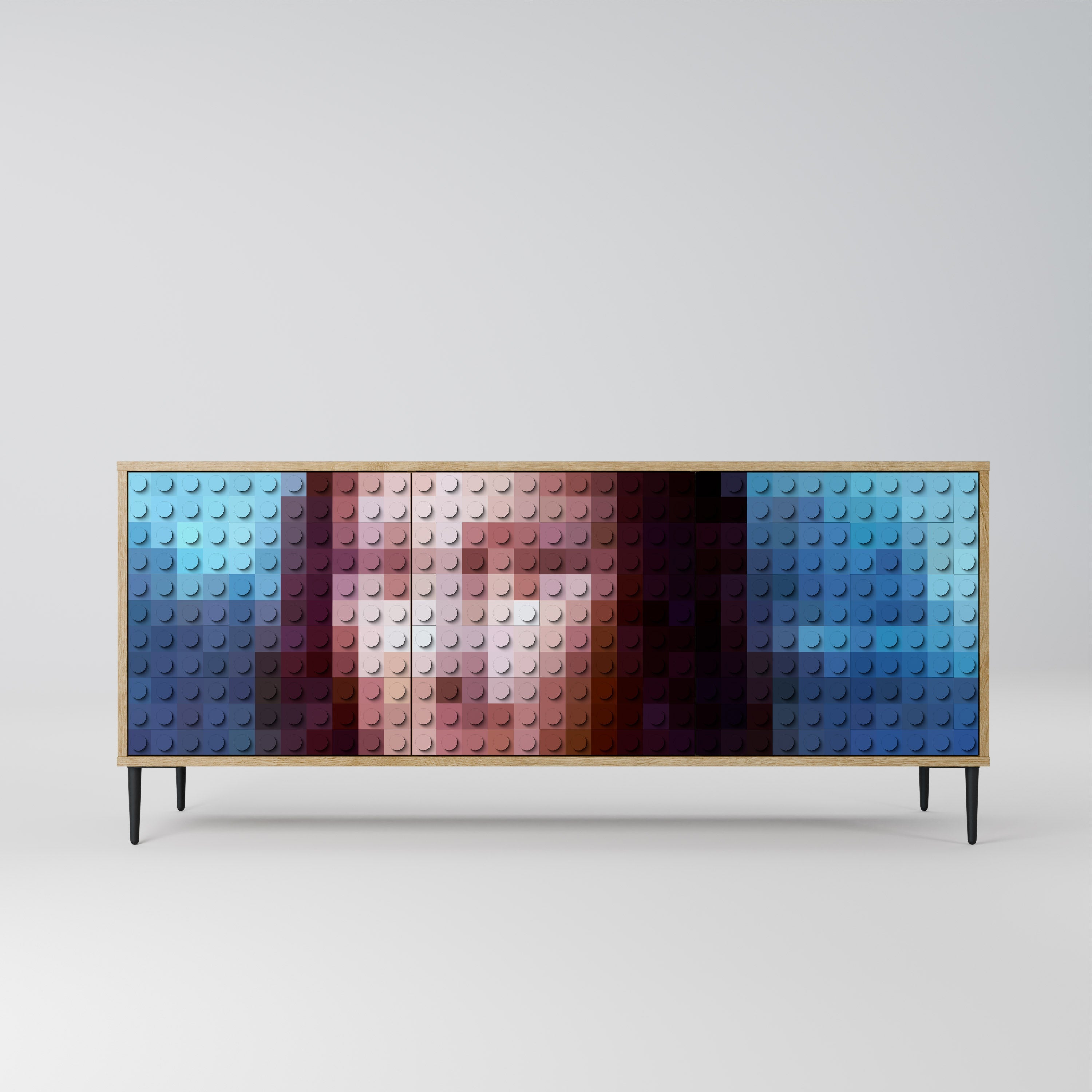 CONSTRUCTIVE ART Aparador de 3 Portas em Efeito Carvalho