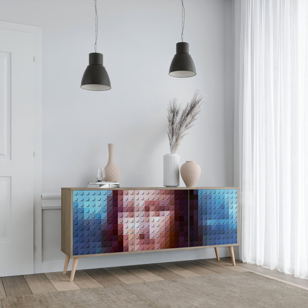 CONSTRUCTIVE ART Aparador de 3 Portas em Efeito Carvalho