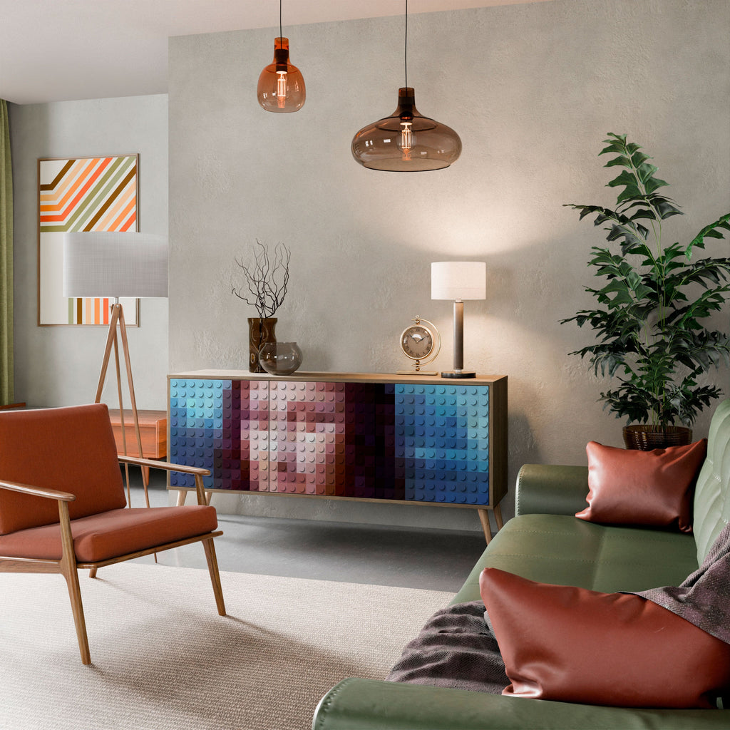 CONSTRUCTIVE ART Aparador de 3 Portas em Efeito Carvalho