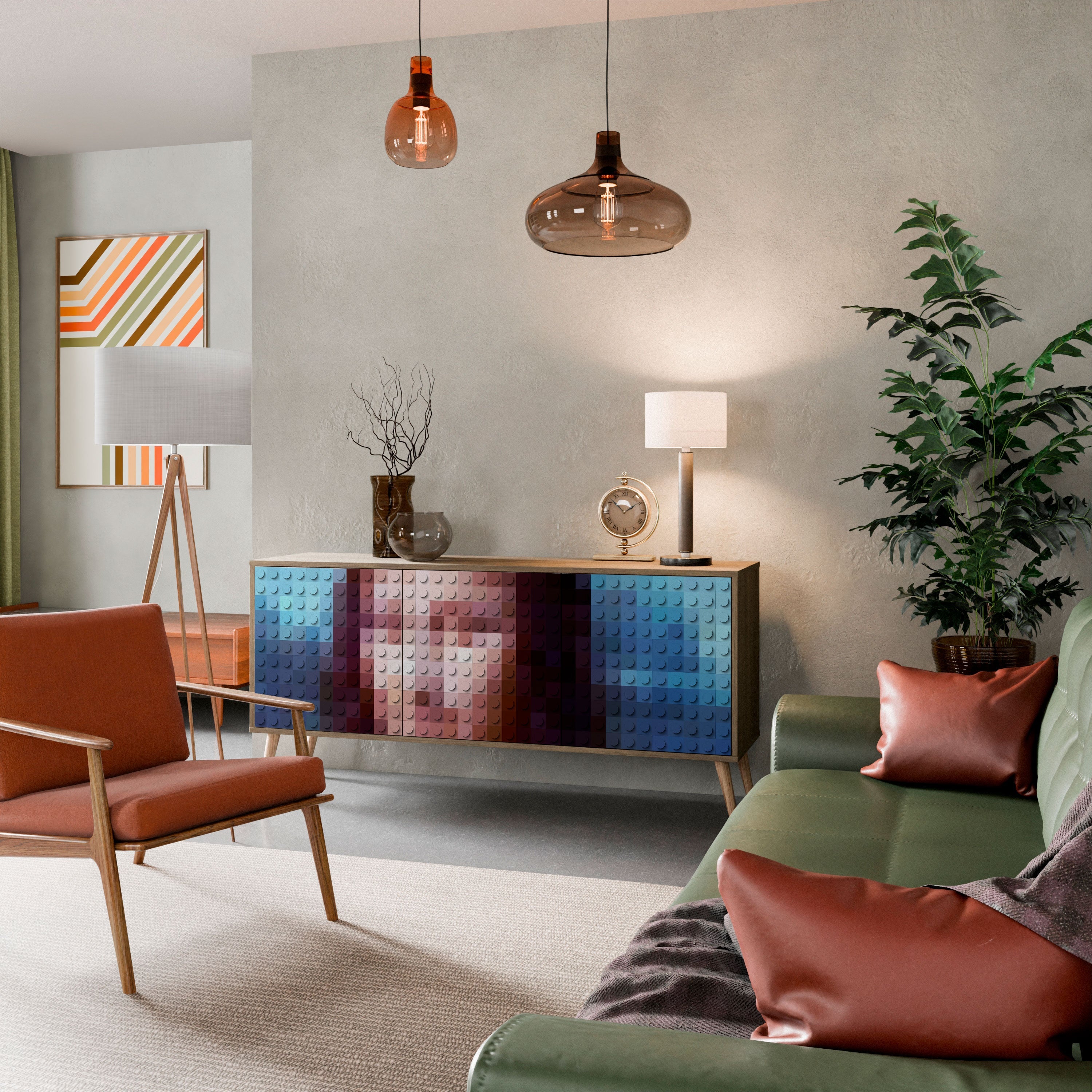 CONSTRUCTIVE ART Aparador de 3 Portas em Efeito Carvalho