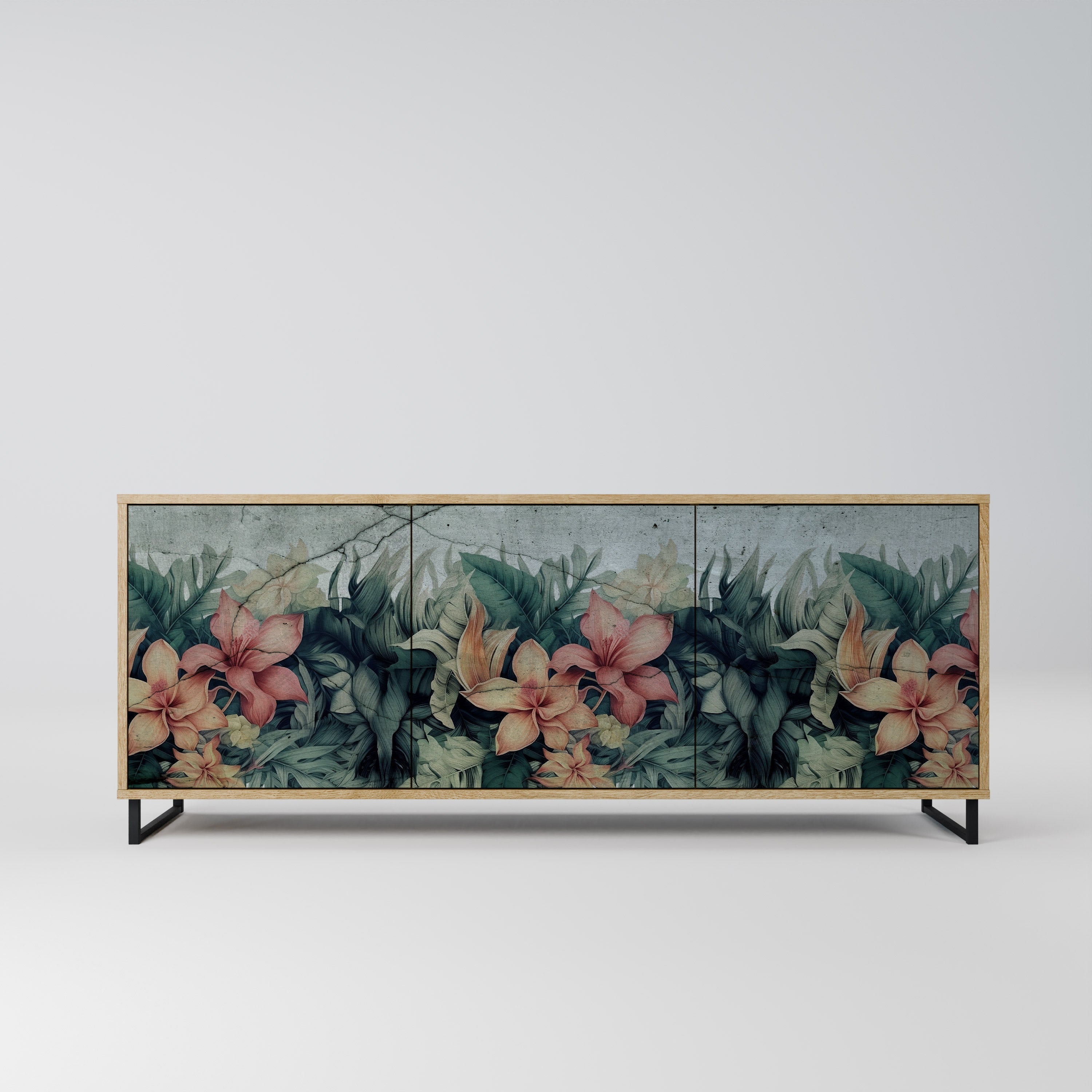 HEAVENLY BLOOM Aparador de 3 Portas em Efeito Carvalho