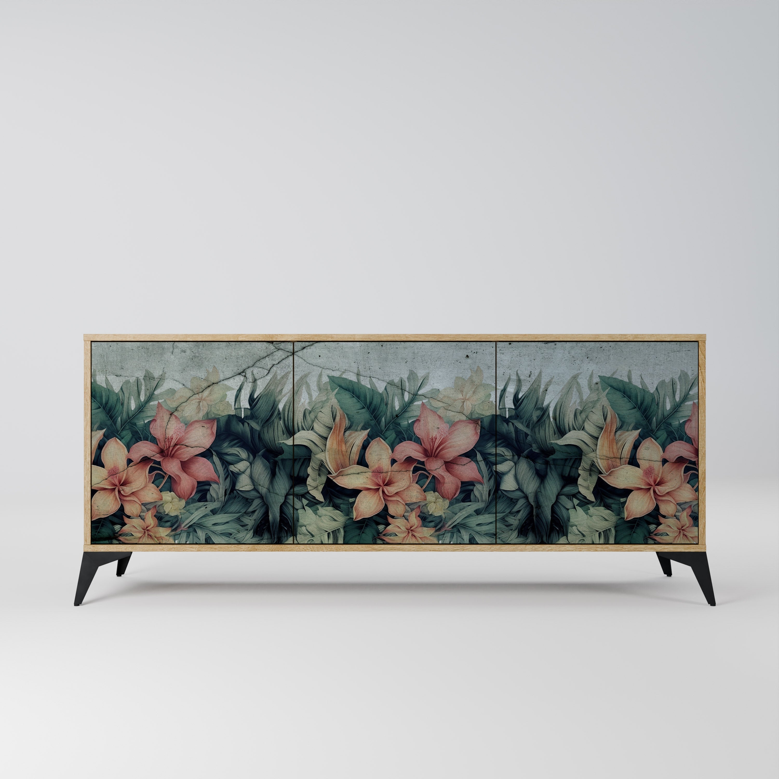 HEAVENLY BLOOM Aparador de 3 Portas em Efeito Carvalho