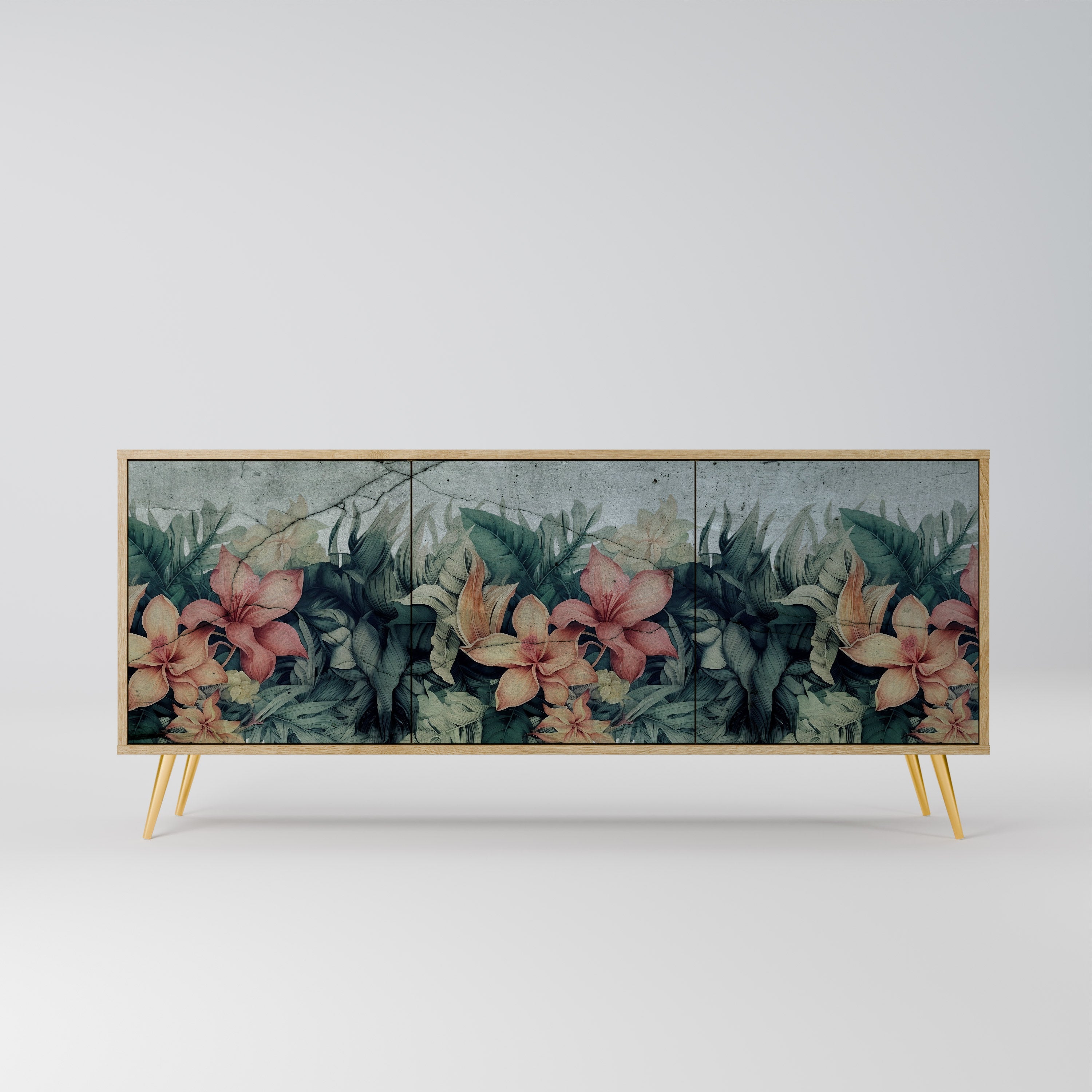 HEAVENLY BLOOM Aparador de 3 Portas em Efeito Carvalho