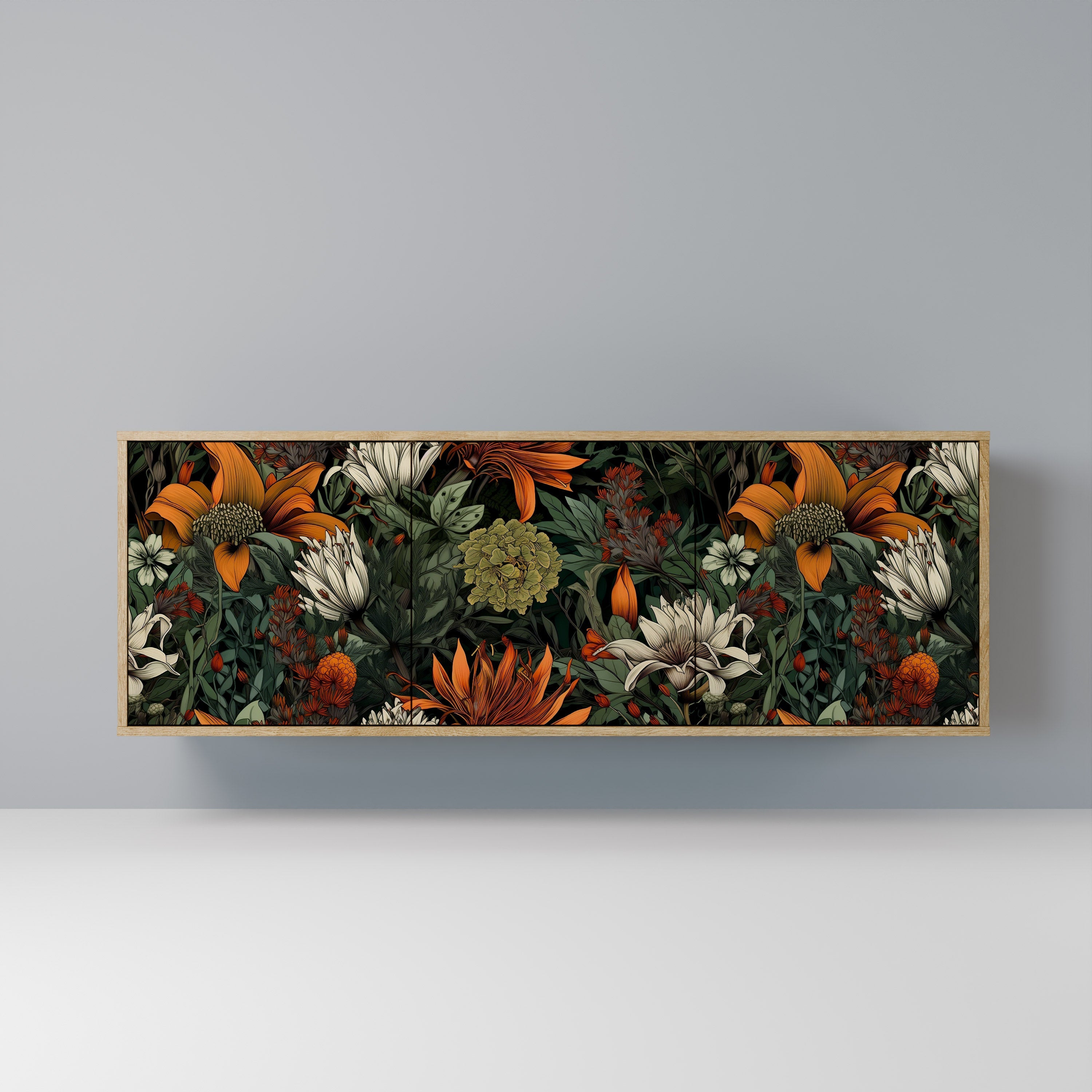 MIDNIGHT SPROUT Aparador de 3 Portas em Efeito Carvalho