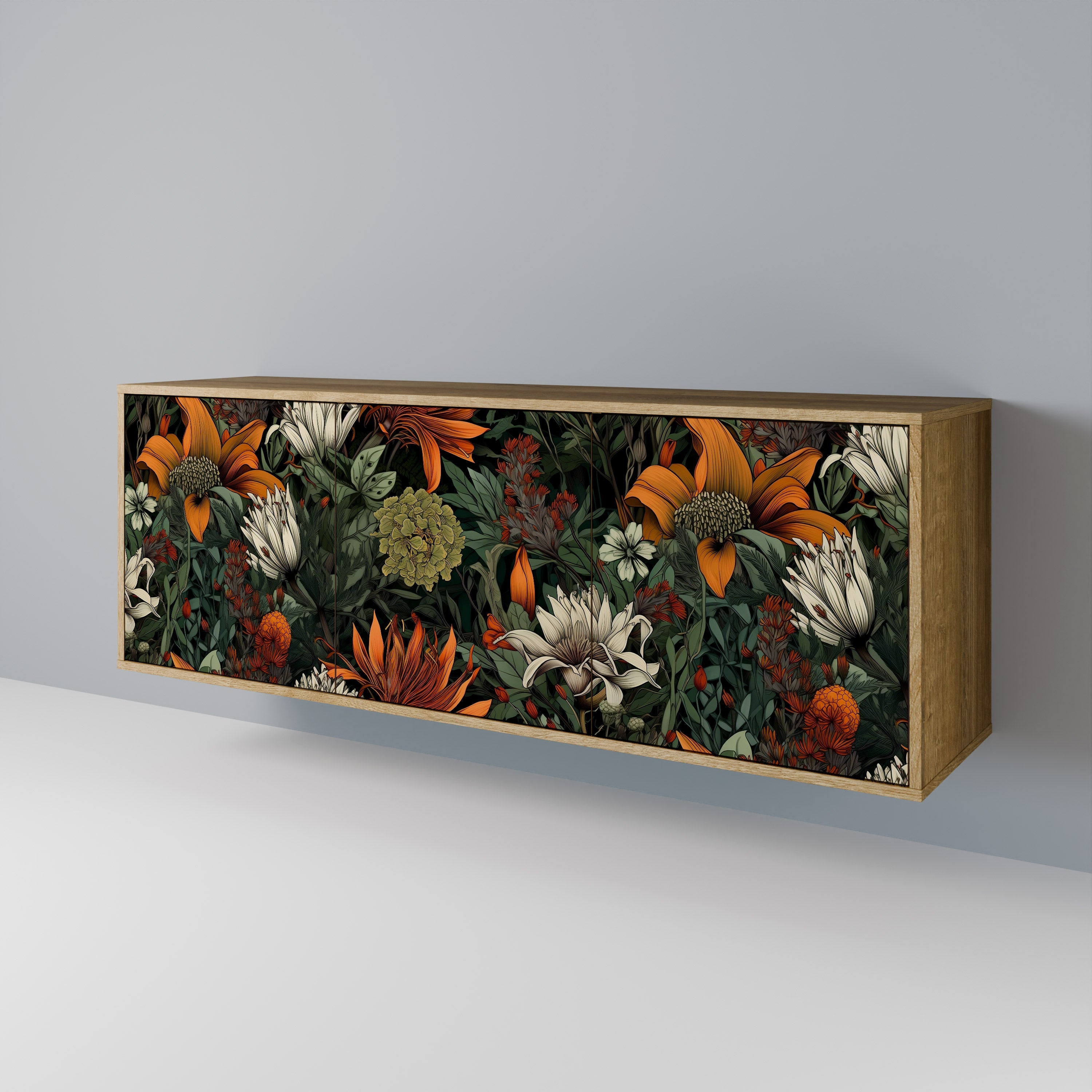 MIDNIGHT SPROUT 3-Door Sideboard in Oak Effect