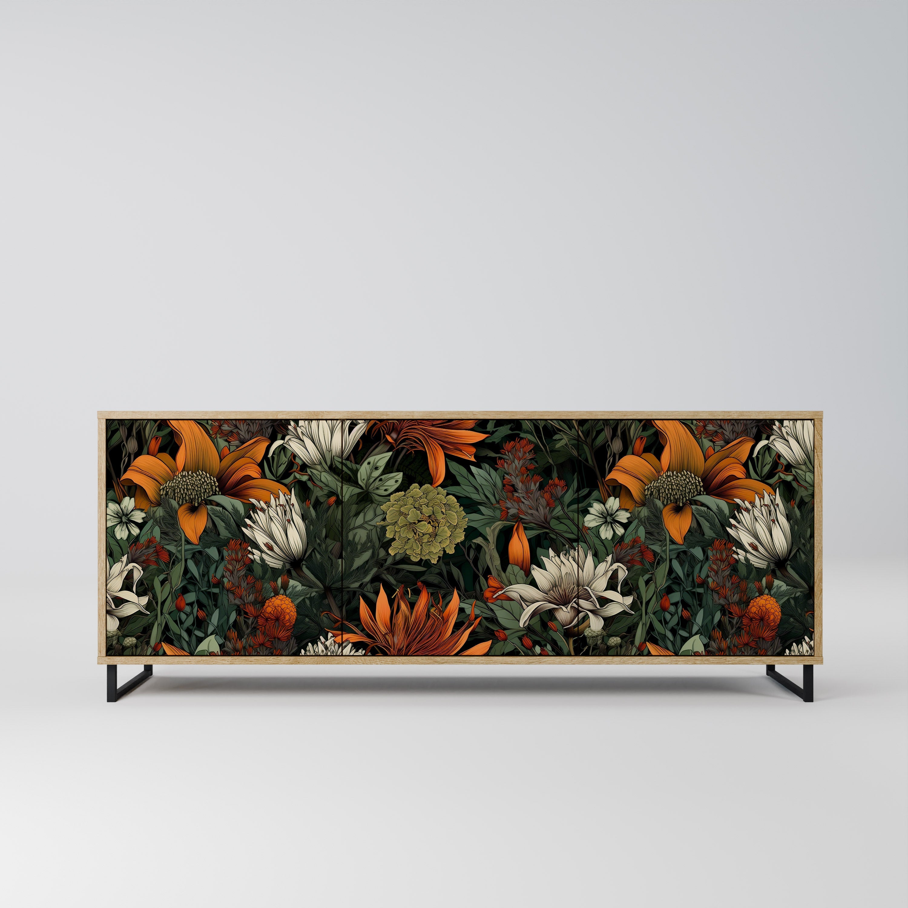 MIDNIGHT SPROUT Aparador de 3 Portas em Efeito Carvalho