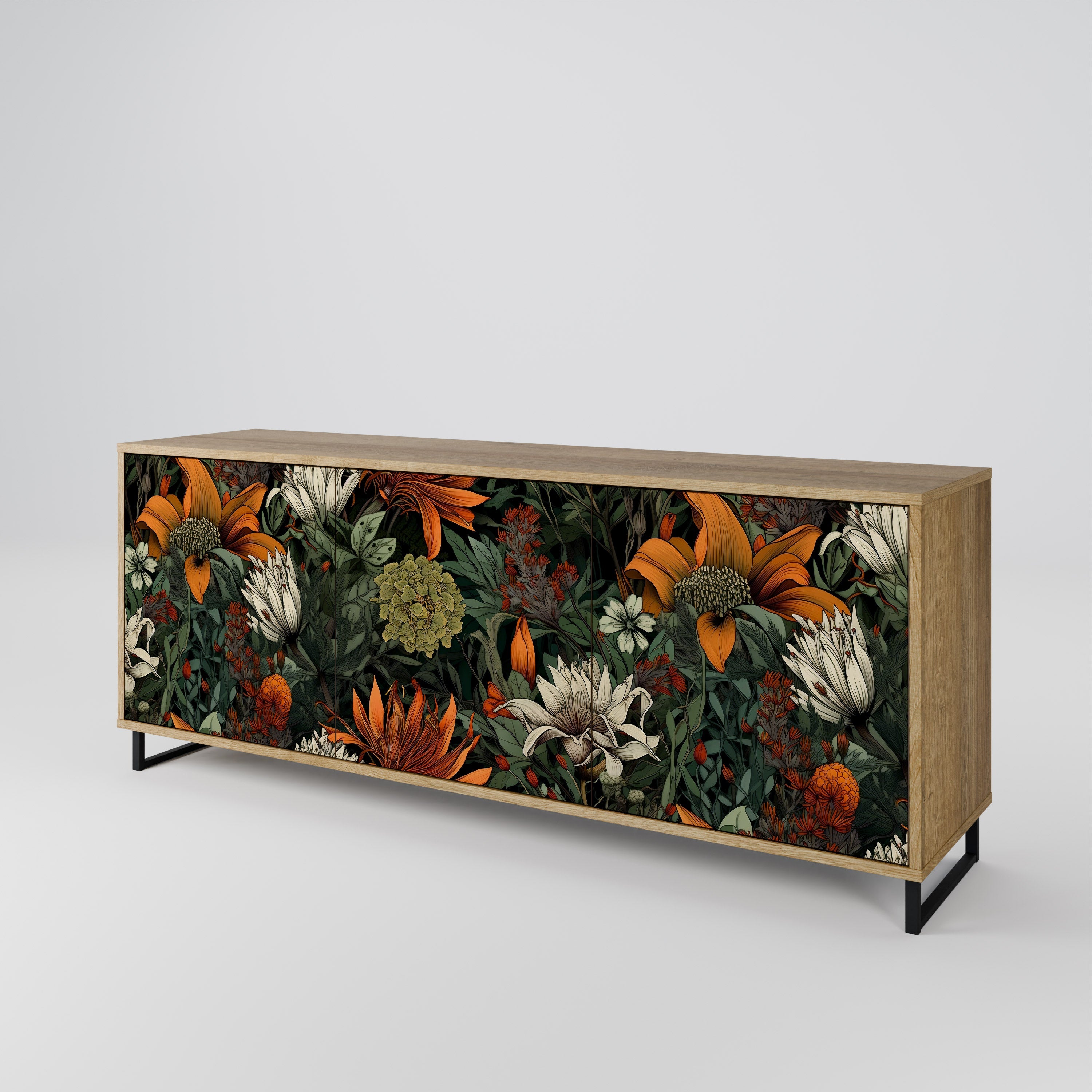 MIDNIGHT SPROUT 3-Door Sideboard in Oak Effect
