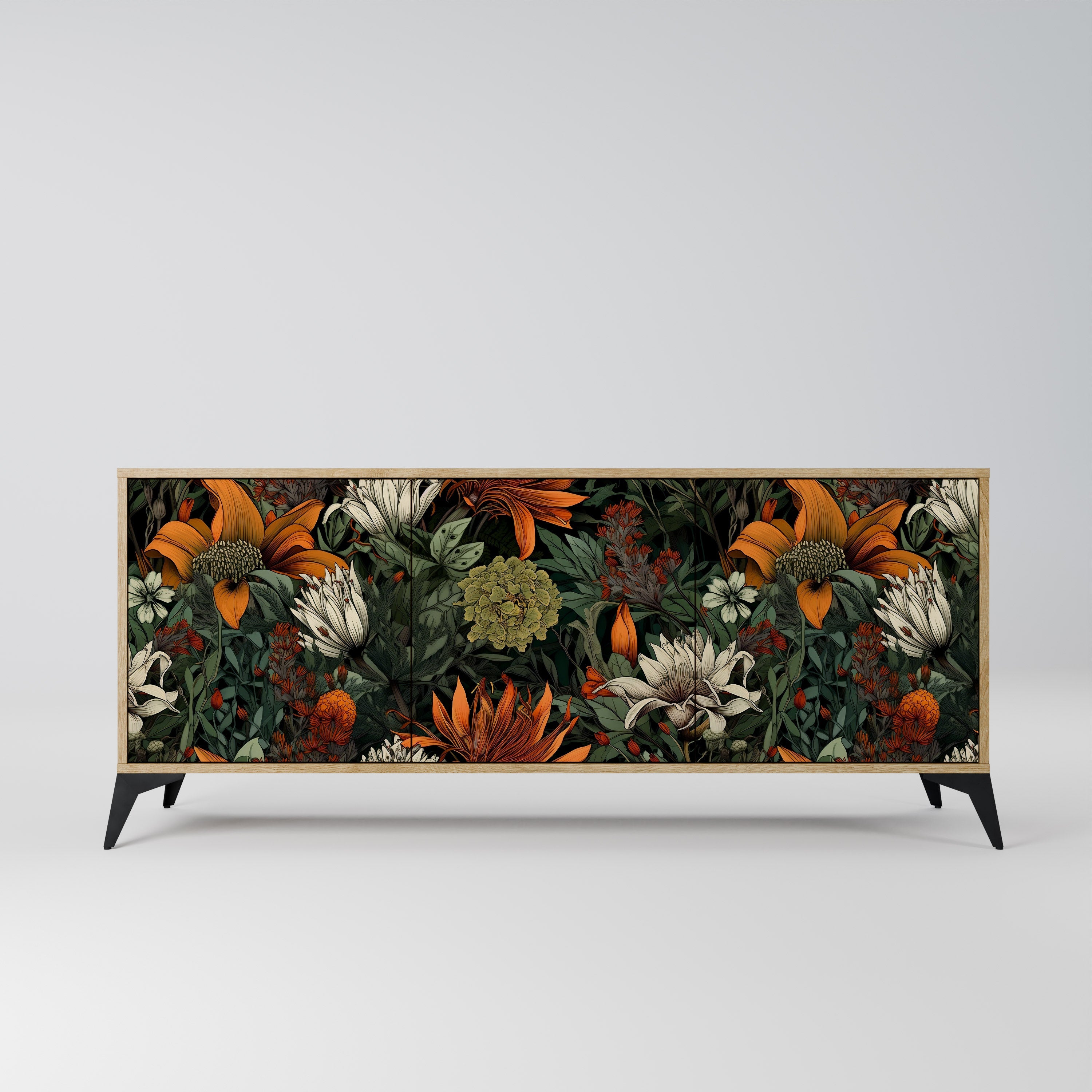 MIDNIGHT SPROUT Aparador de 3 Portas em Efeito Carvalho