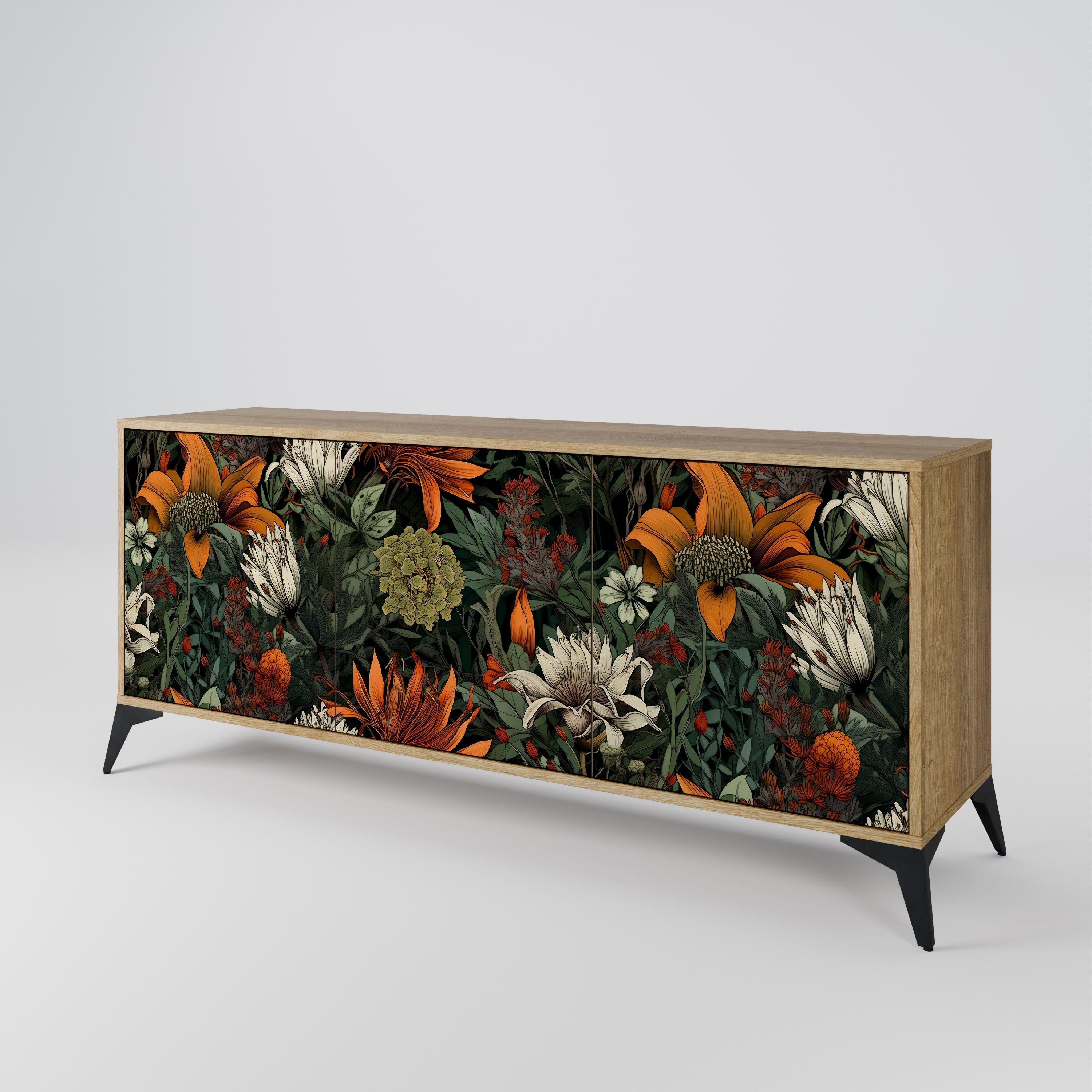 MIDNIGHT SPROUT 3-Door Sideboard in Oak Effect