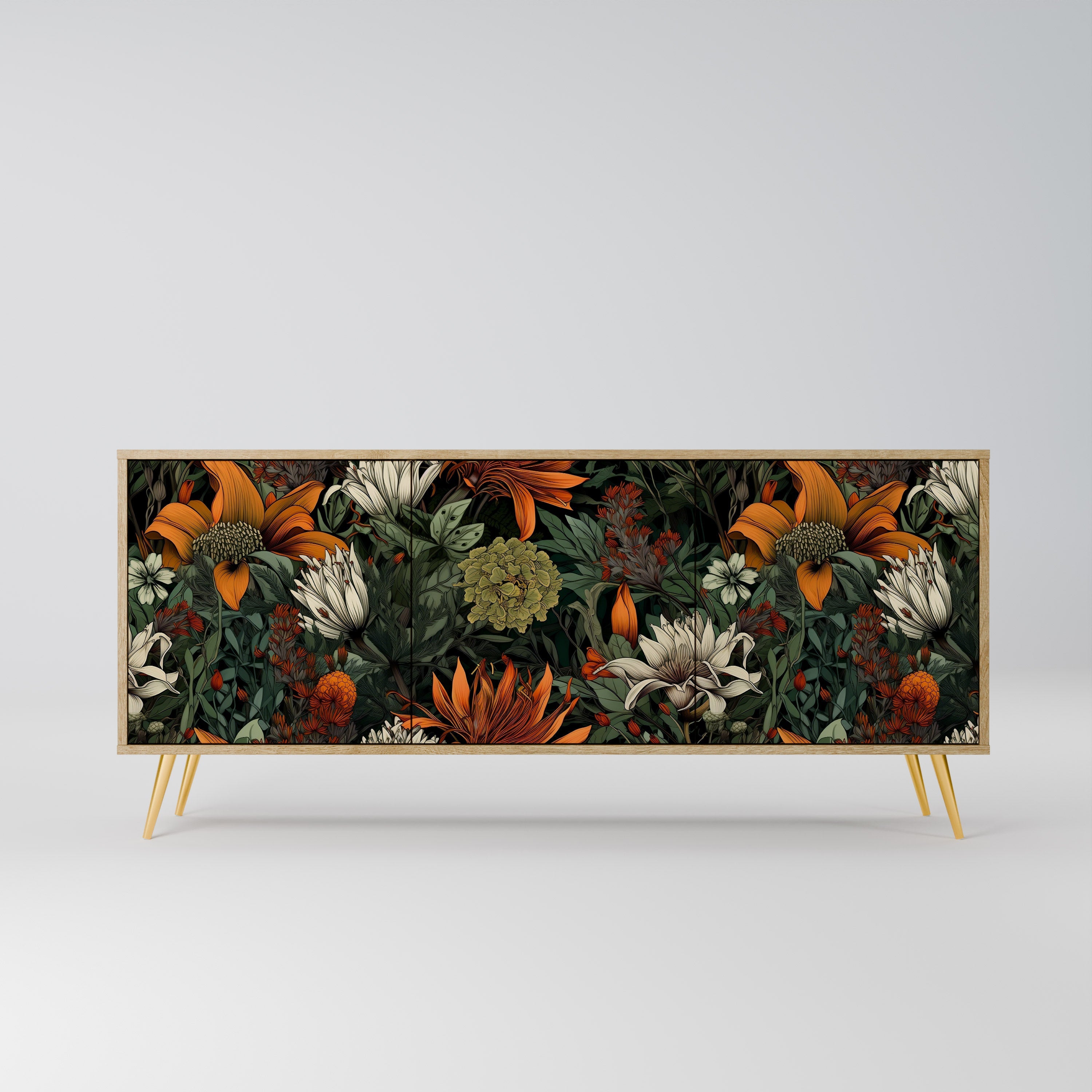 MIDNIGHT SPROUT Aparador de 3 Portas em Efeito Carvalho