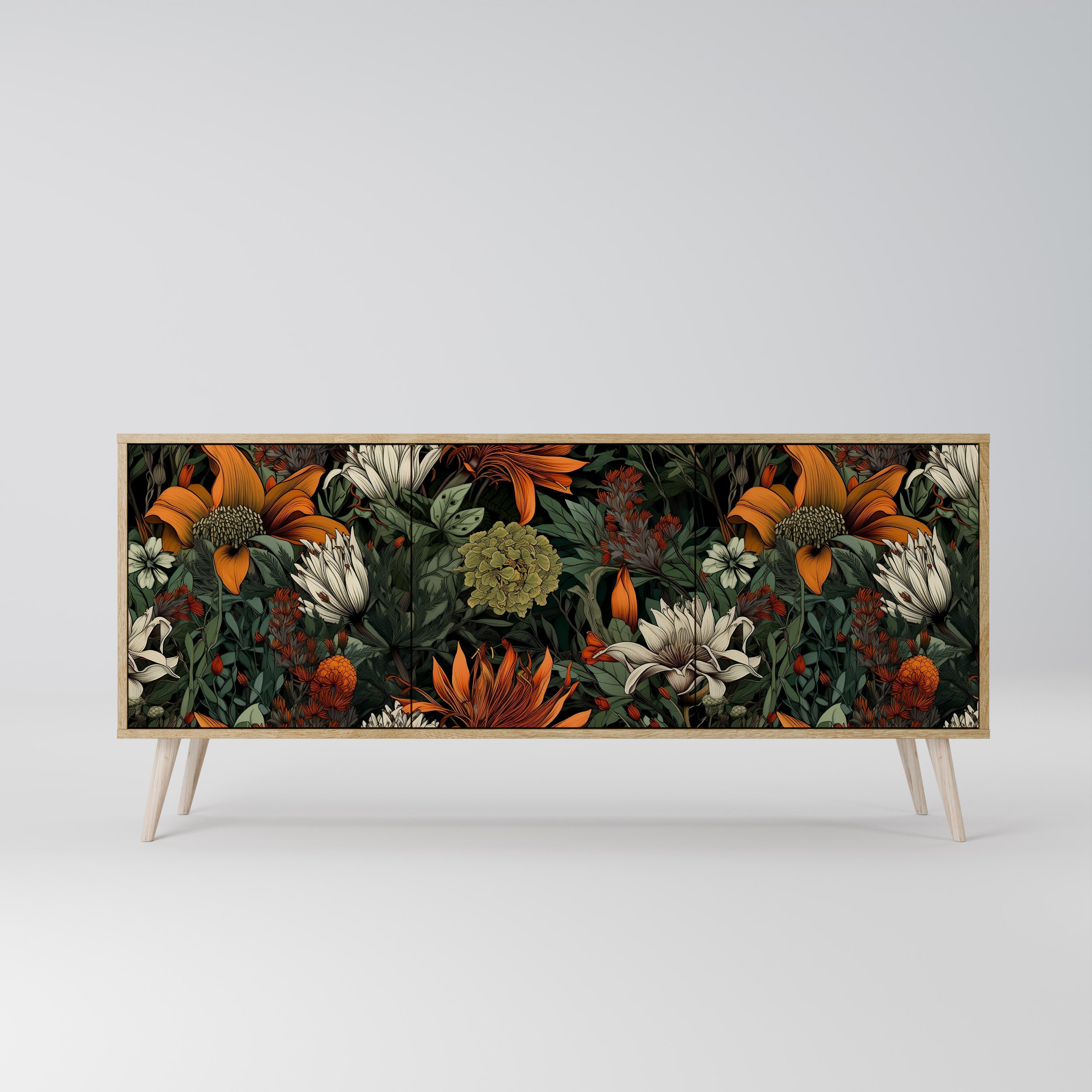 MIDNIGHT SPROUT Aparador de 3 Portas em Efeito Carvalho