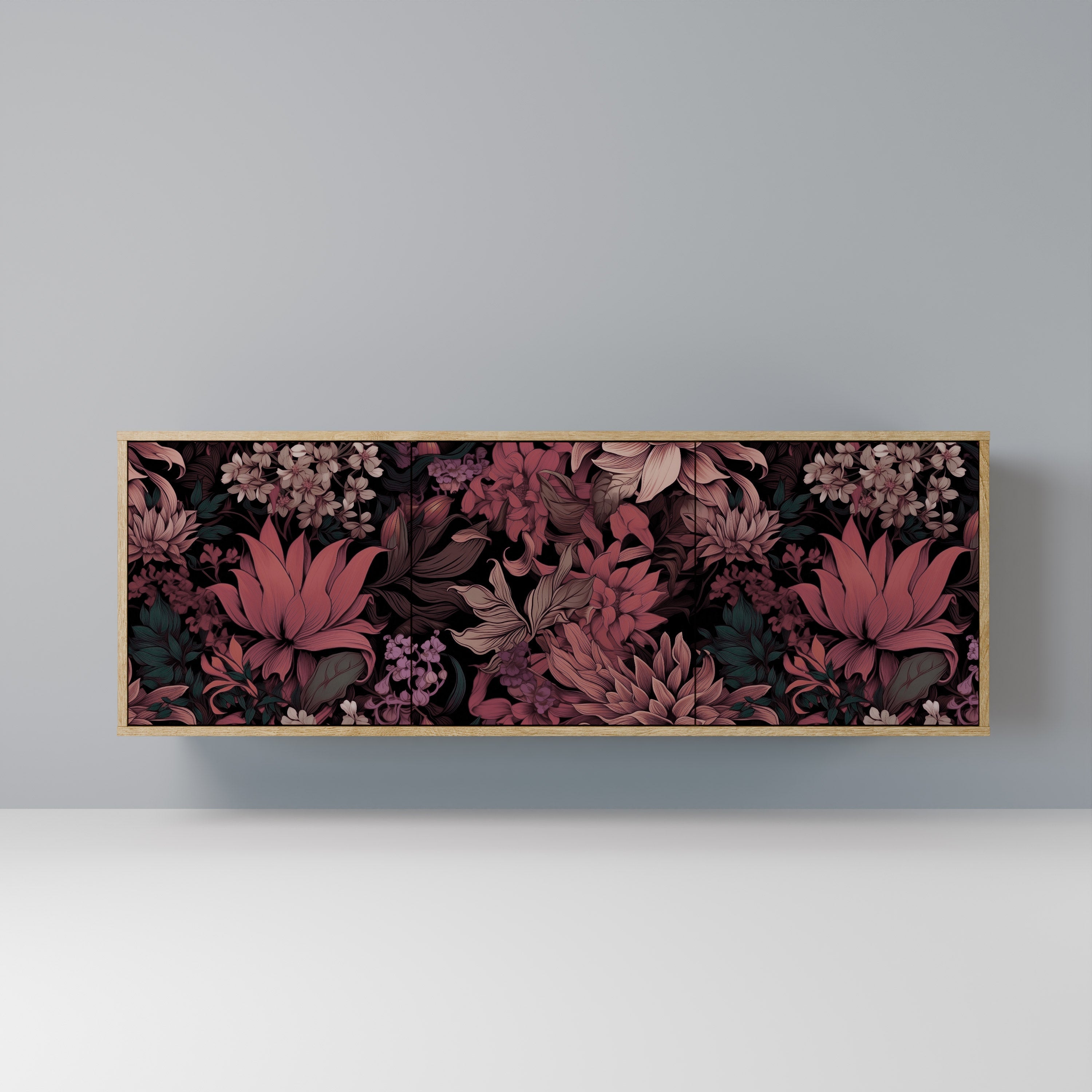 FLORAL WHISPER Aparador de 3 Portas em Efeito Carvalho