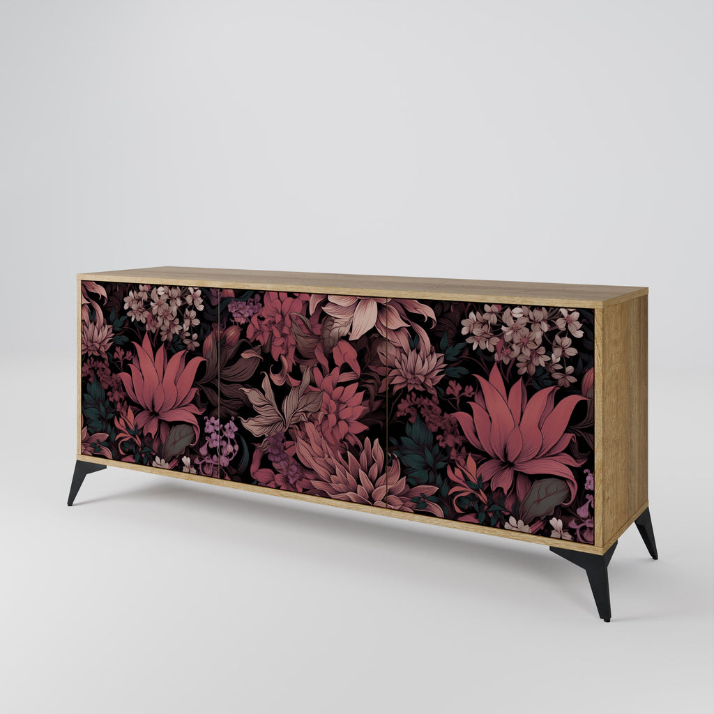 FLORAL WHISPER 3-Door Sideboard in Oak Effect