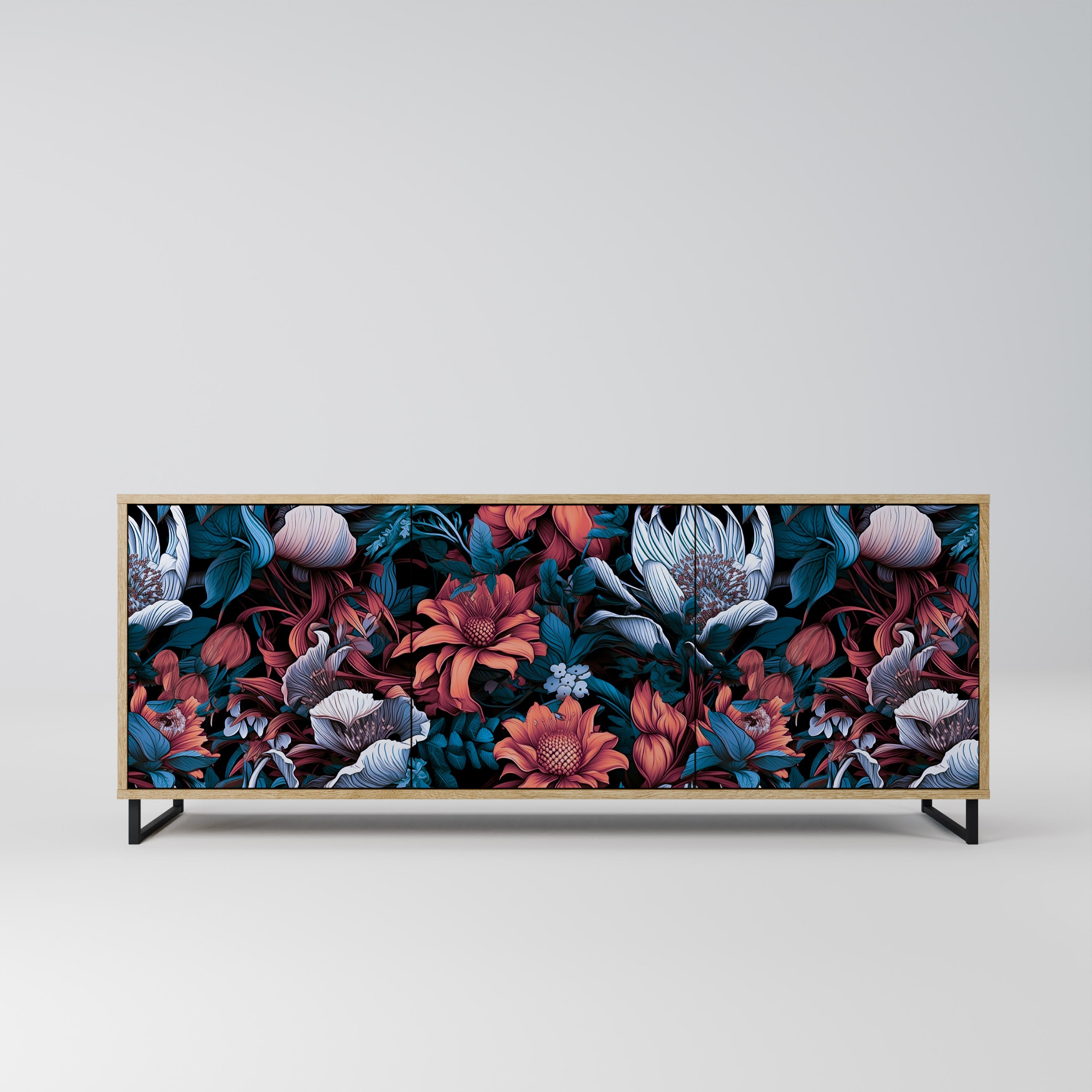 ETHEREAL BLOSSOMS Aparador de 3 Portas em Efeito Carvalho