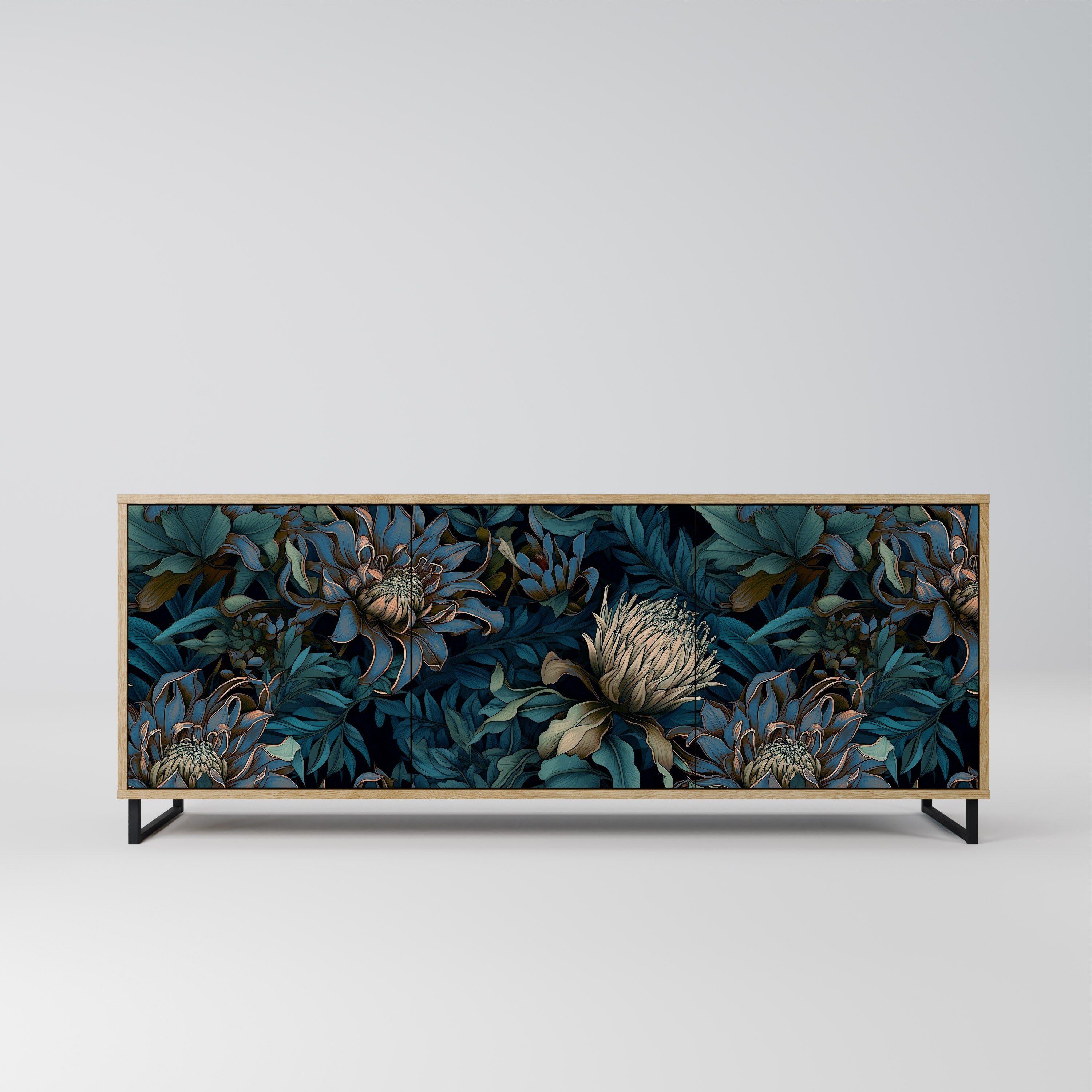 TWILIGHT BLOOM Aparador de 3 Portas em Efeito Carvalho