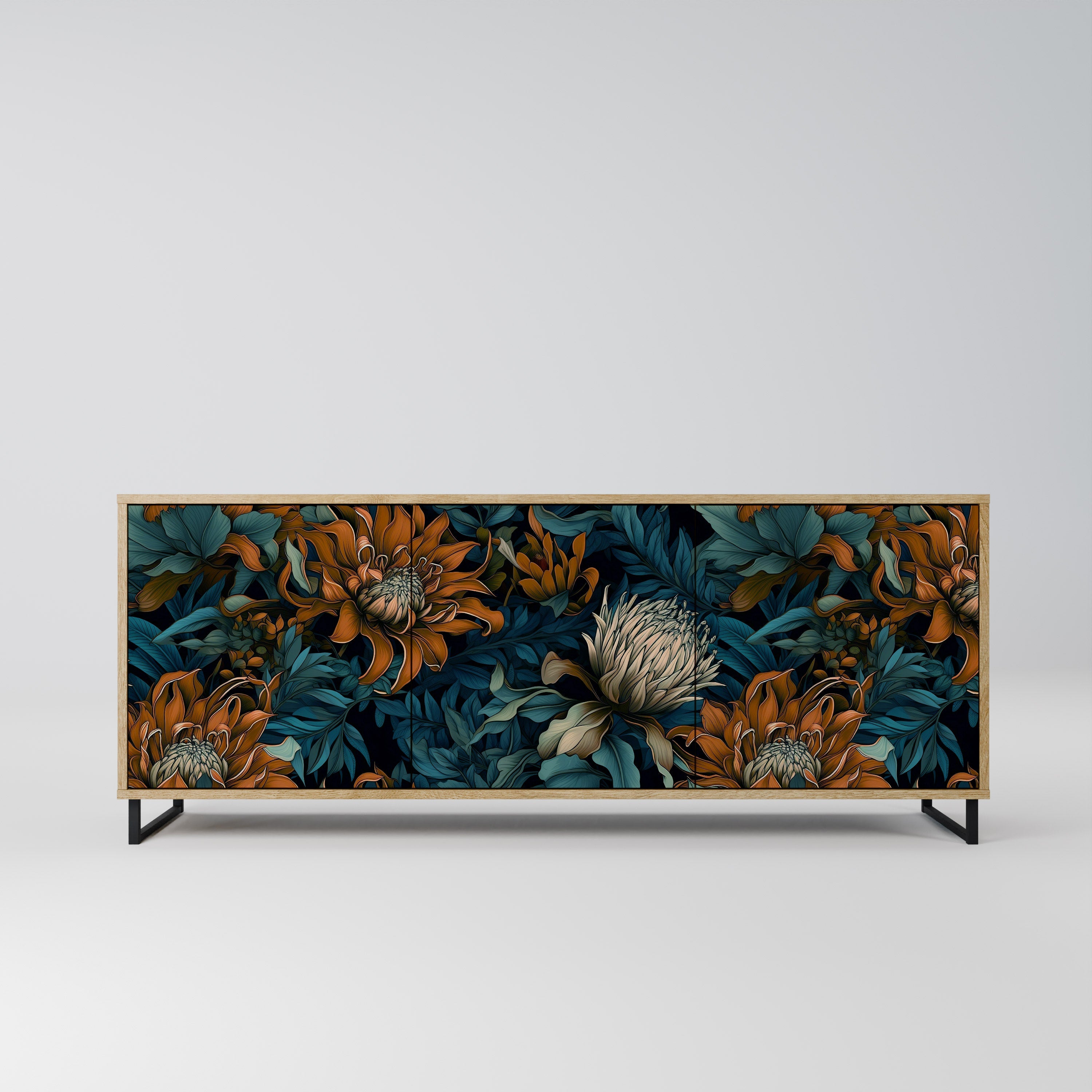 MORNING BLOOM Aparador de 3 Portas em Efeito Carvalho