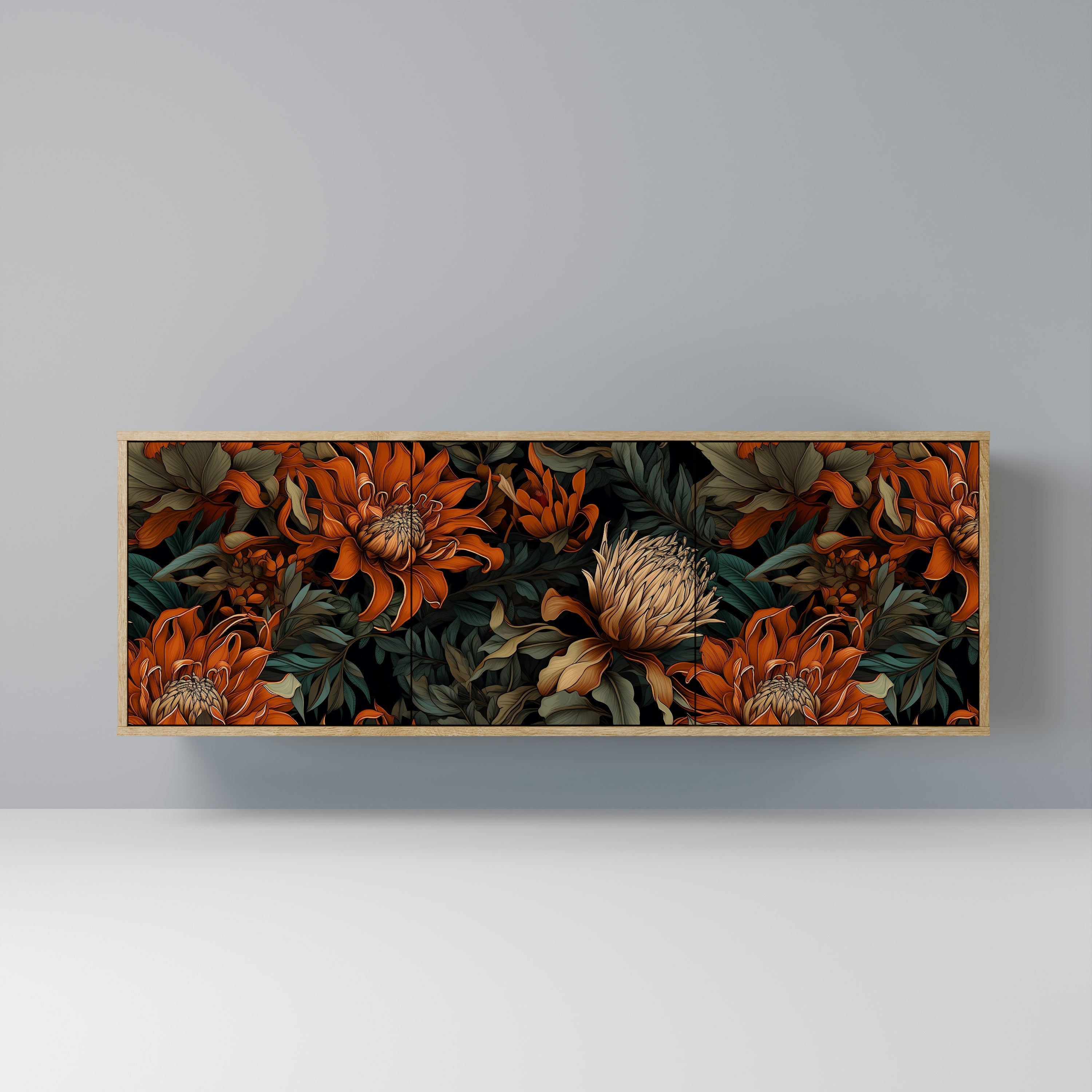 DAWN BLOOM Aparador de 3 Portas em Efeito Carvalho