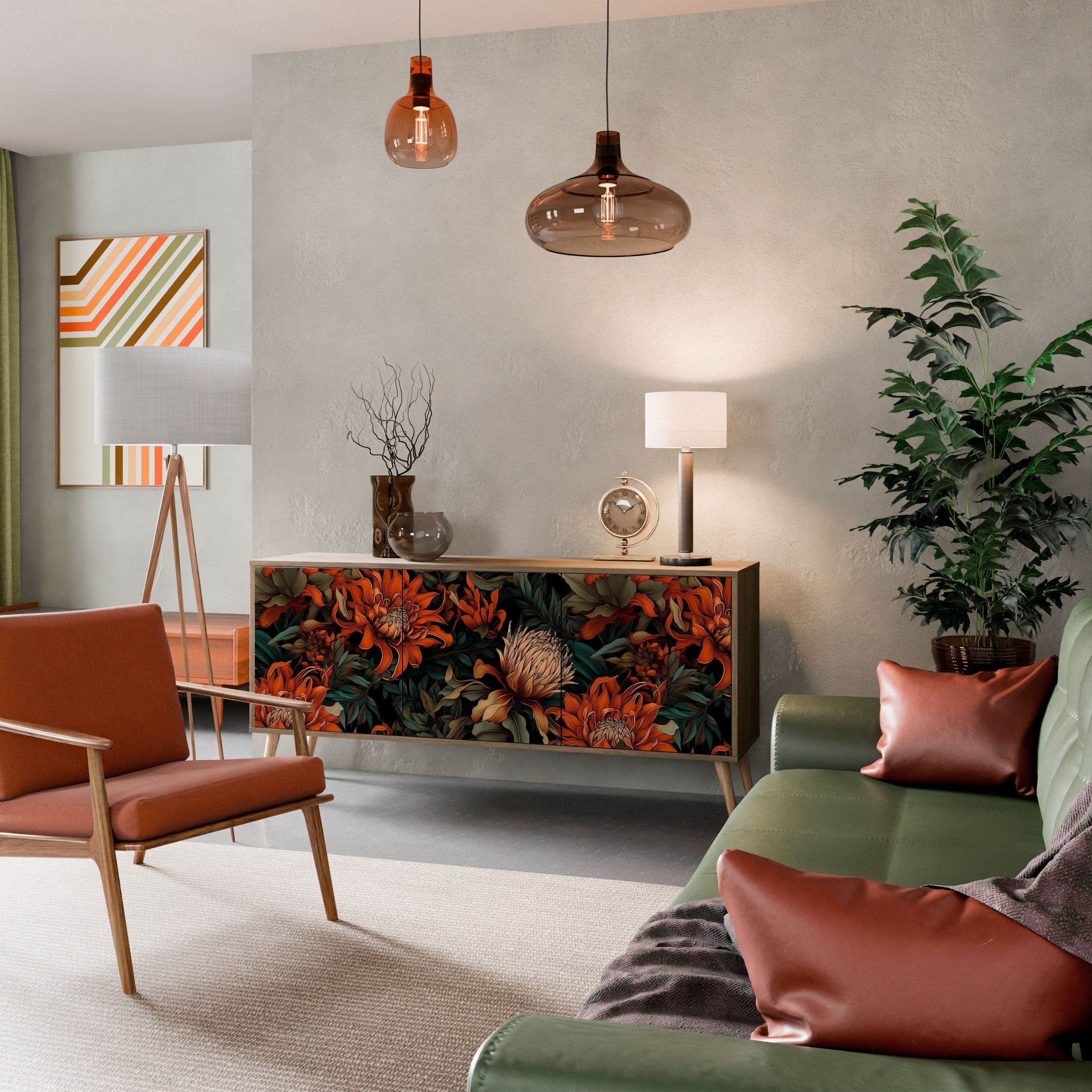 DAWN BLOOM Aparador de 3 Portas em Efeito Carvalho